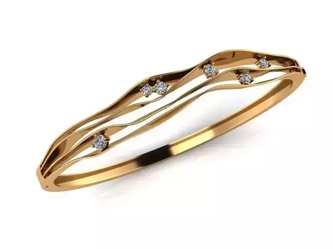BRACELET gold bangle ring with diamonds