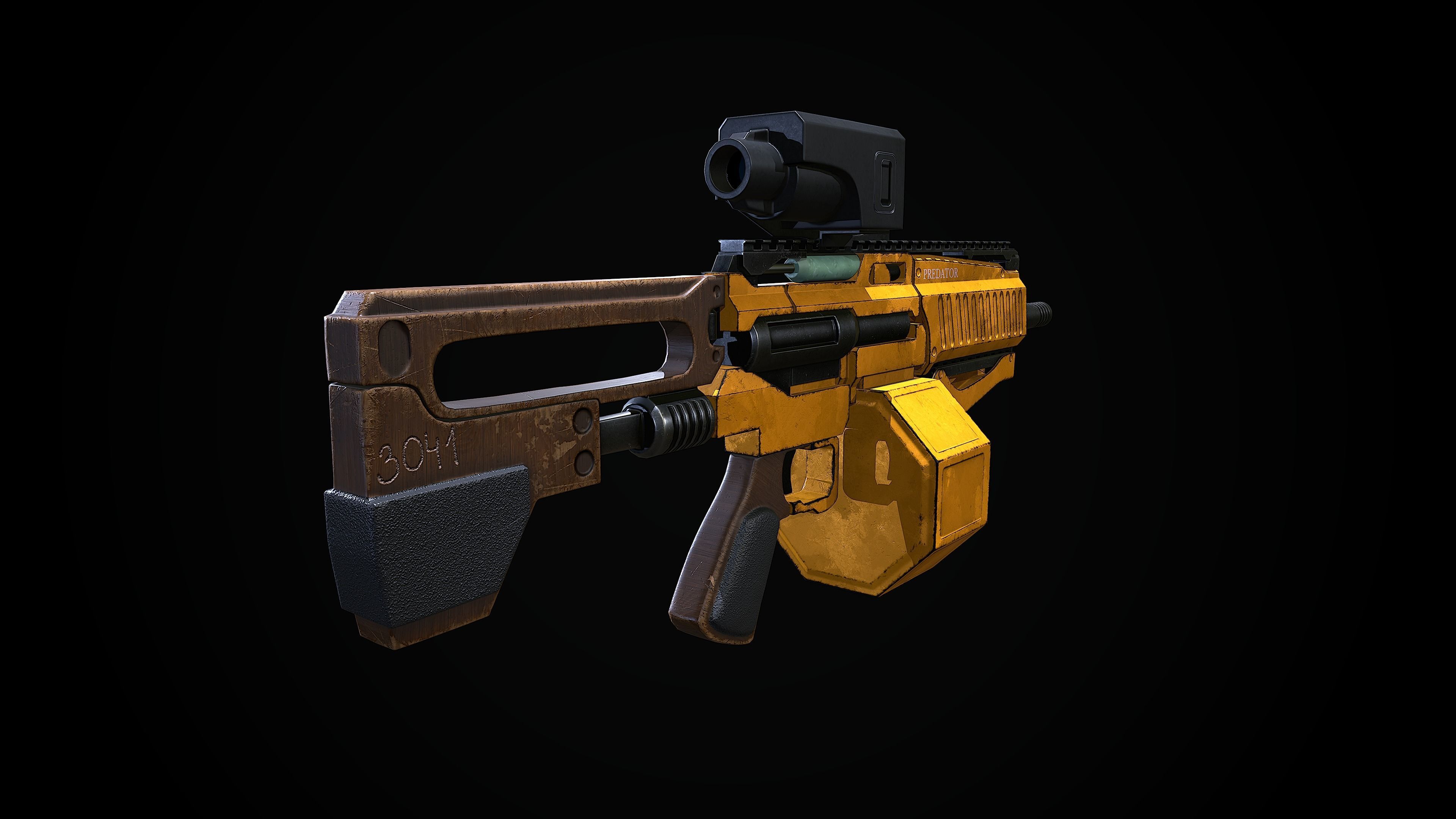 Scifi Gun AT-1000-Predator Low-poly 3D model_3