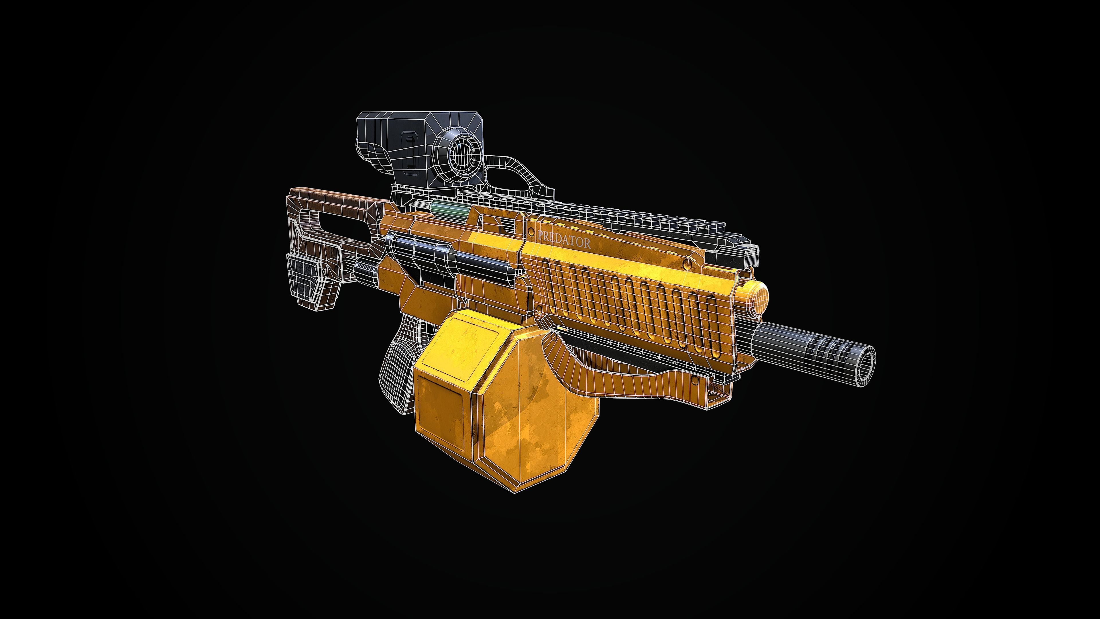 Scifi Gun AT-1000-Predator Low-poly 3D model_10