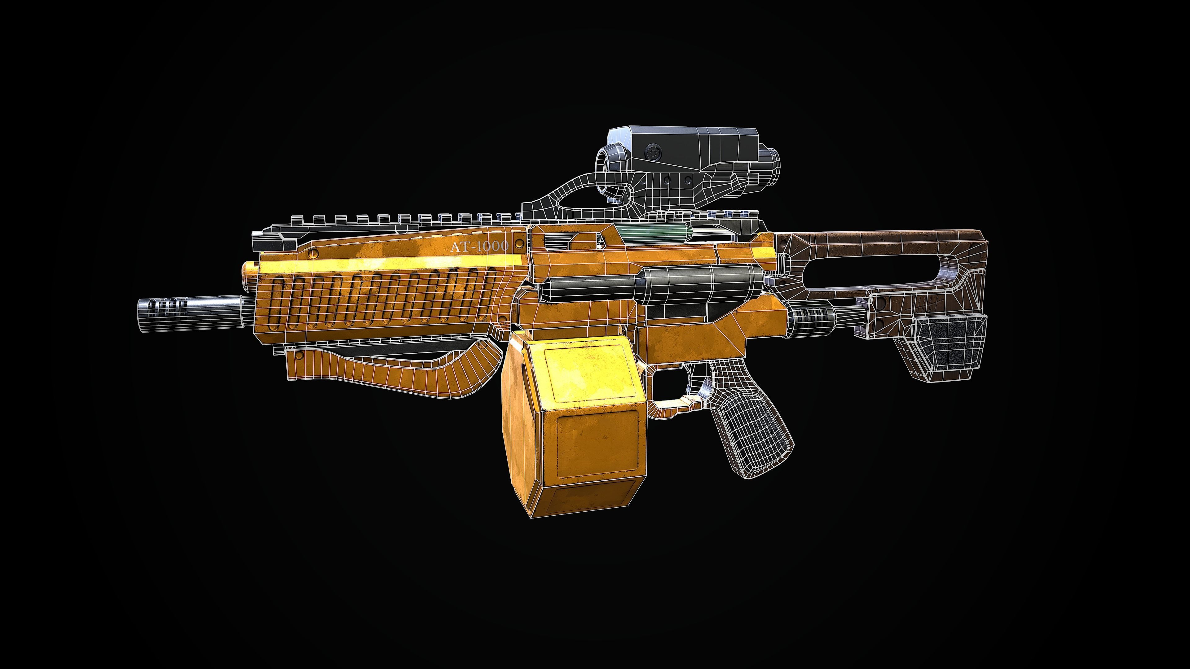 Scifi Gun AT-1000-Predator Low-poly 3D model_8