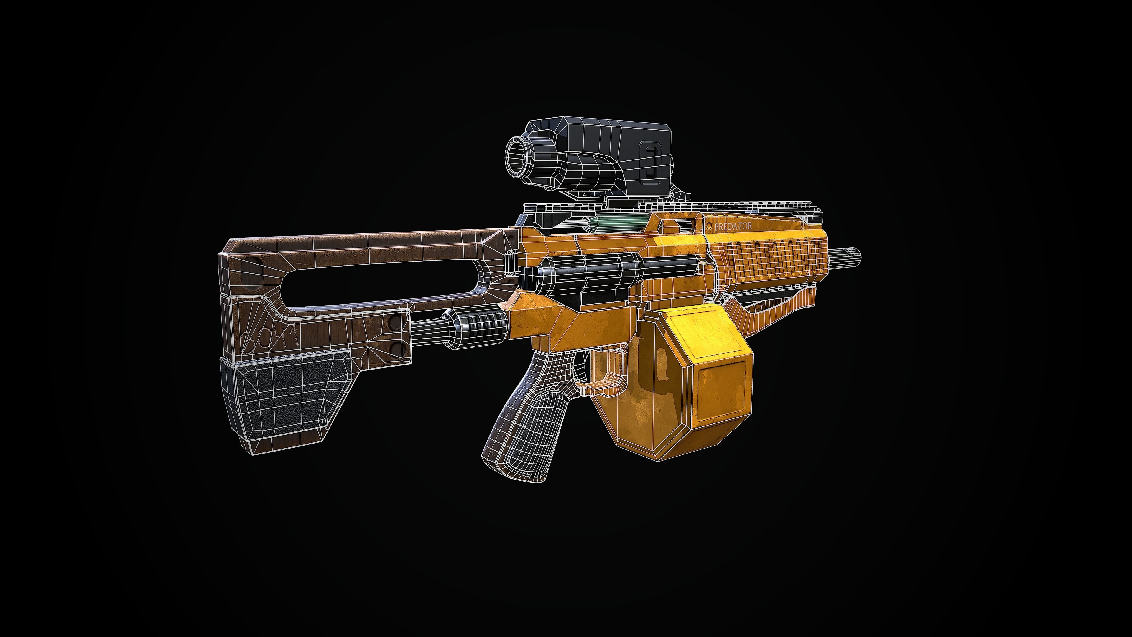 Scifi Gun AT-1000-Predator Low-poly 3D model_9