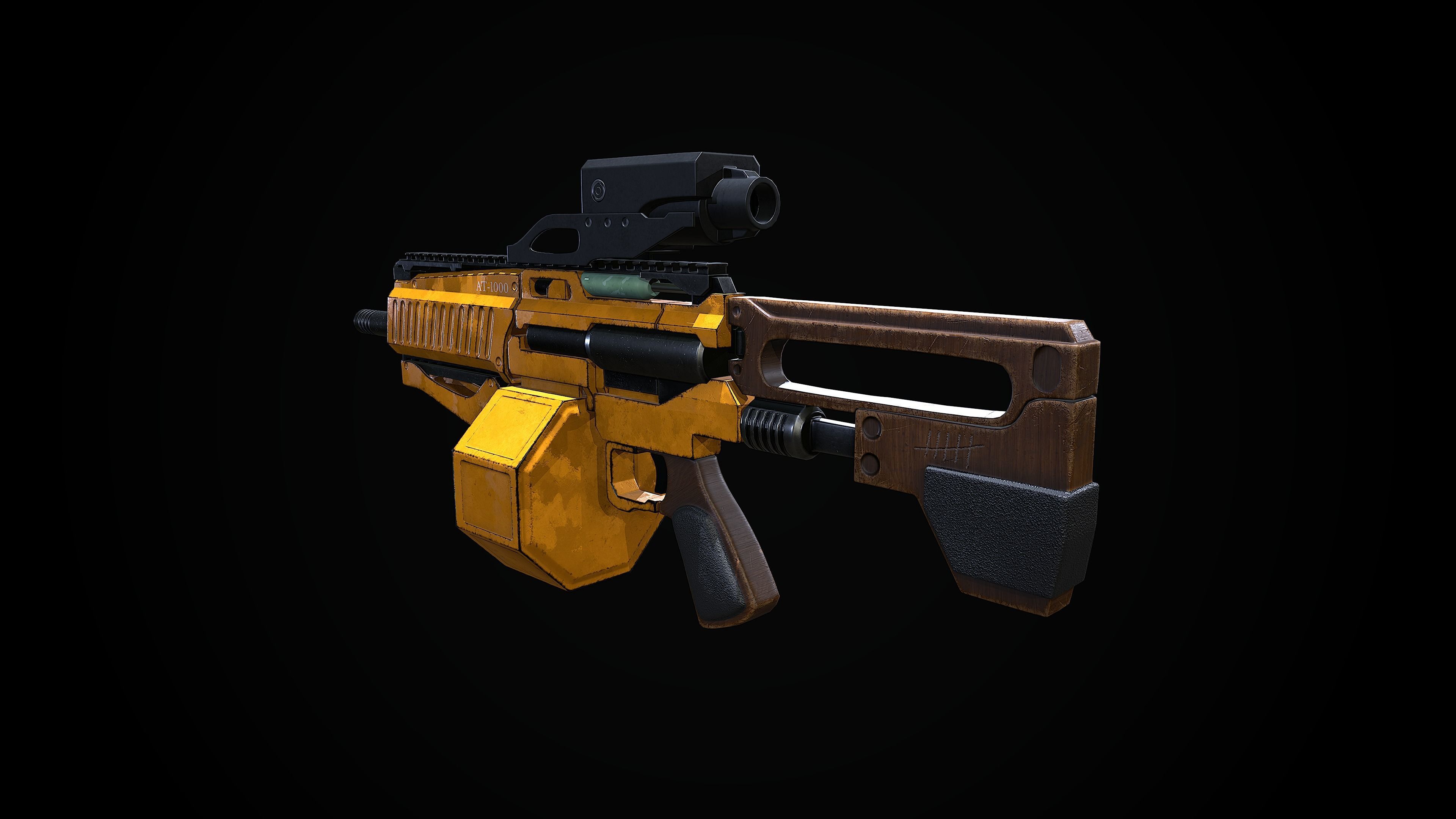 Scifi Gun AT-1000-Predator Low-poly 3D model_1