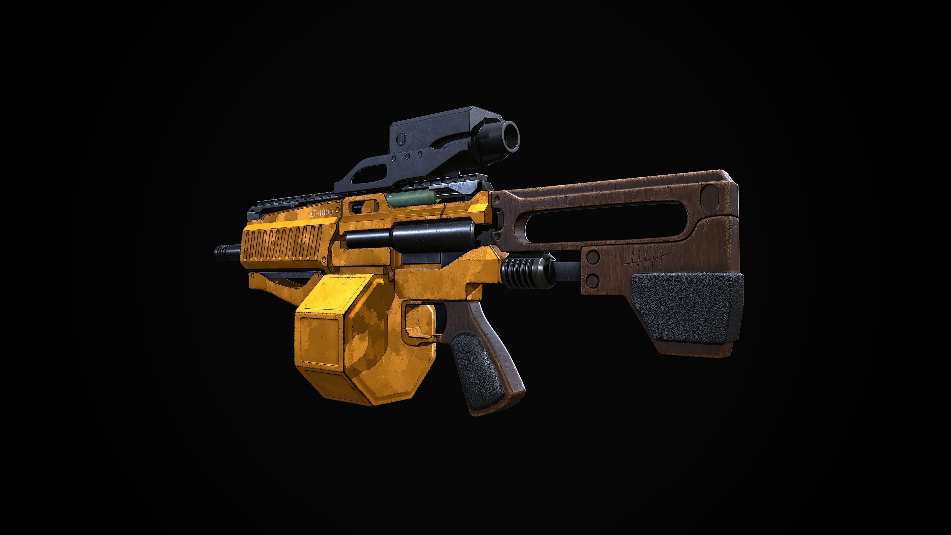 Scifi Gun AT-1000-Predator Low-poly 3D model_6