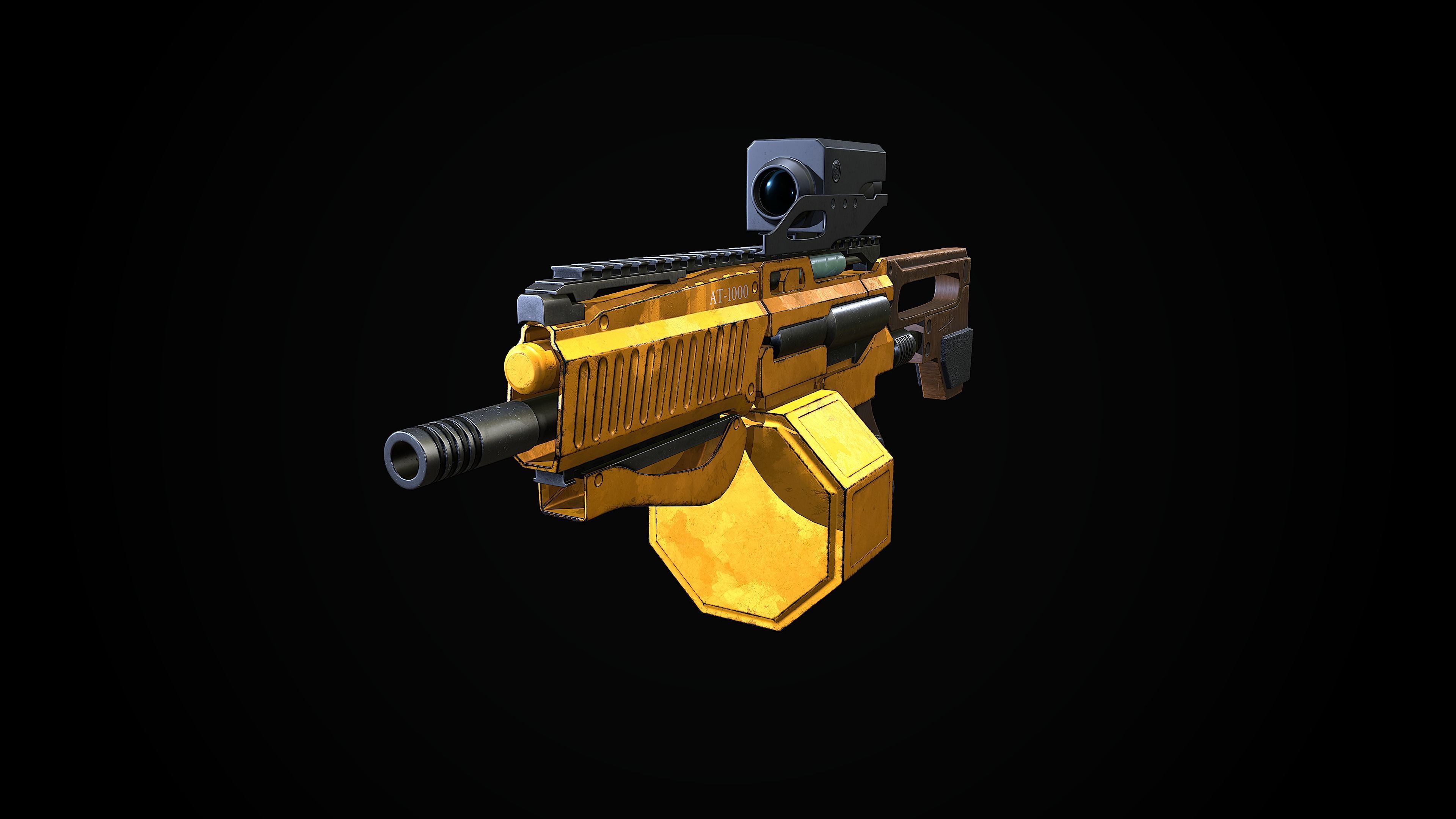 Scifi Gun AT-1000-Predator Low-poly 3D model_7