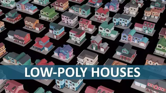 Low Poly 20 Houses Pack - Cartoon  Low-poly 3D model