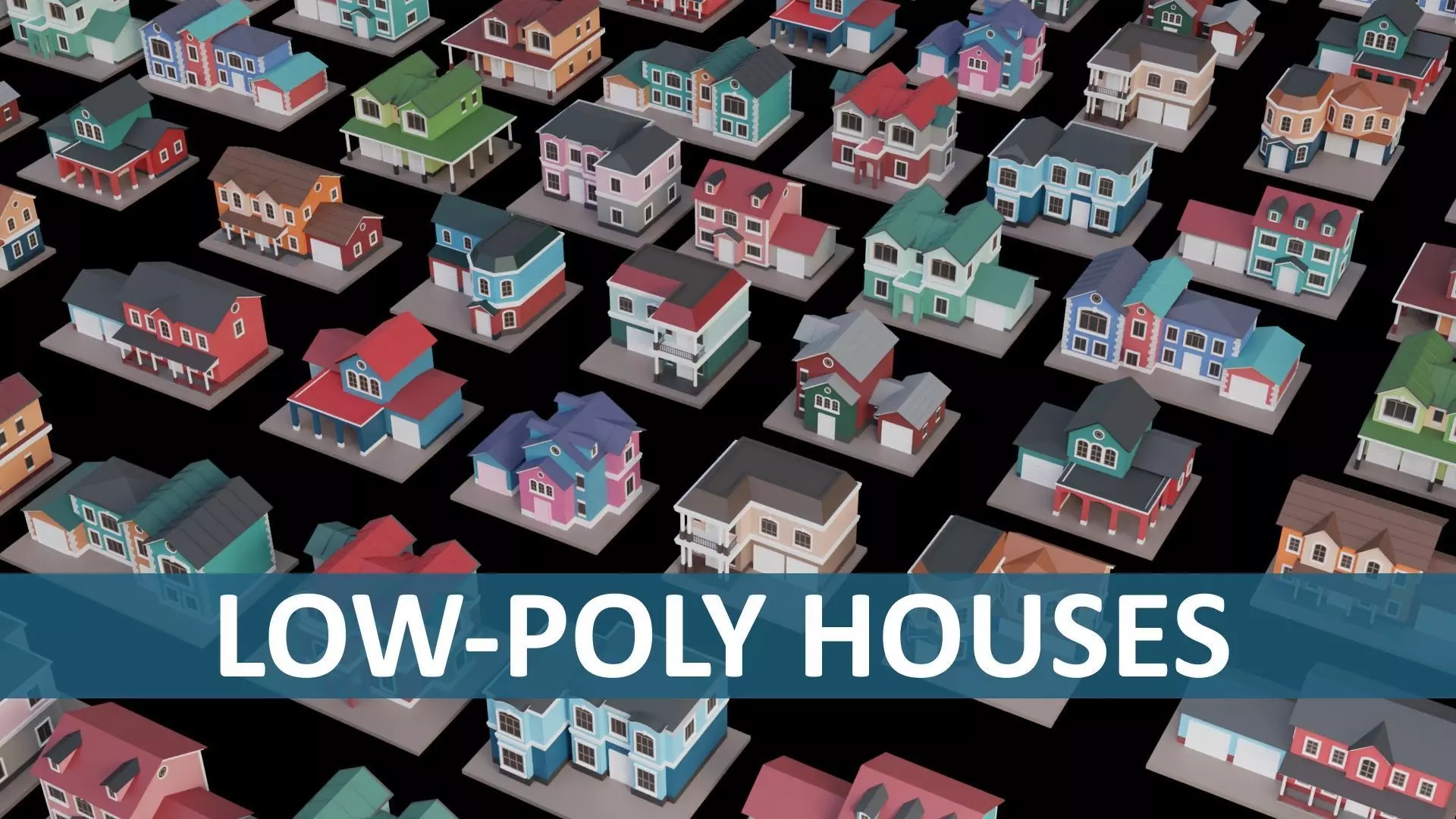 Low Poly 20 Houses Pack - Cartoon  Low-poly 3D model_0