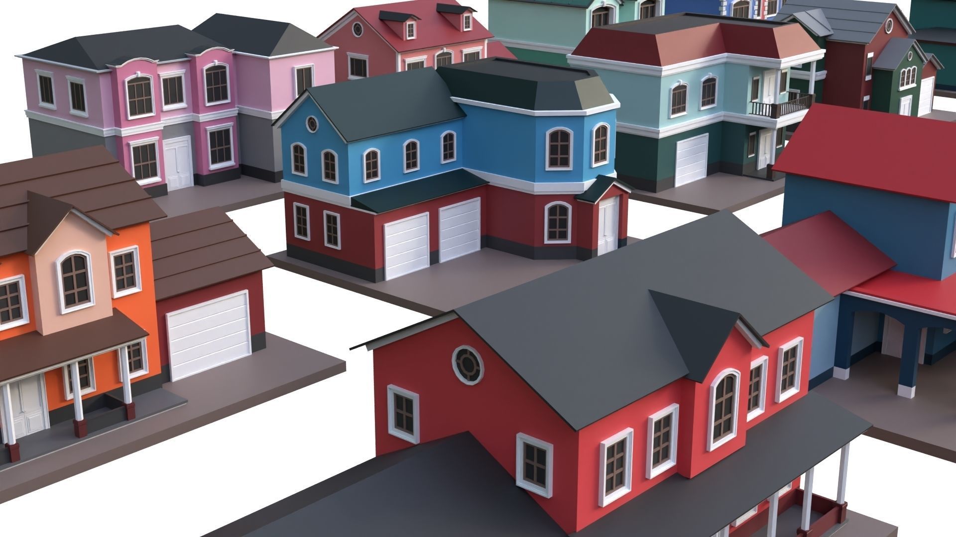 Low Poly 20 Houses Pack - Cartoon  Low-poly 3D model_13