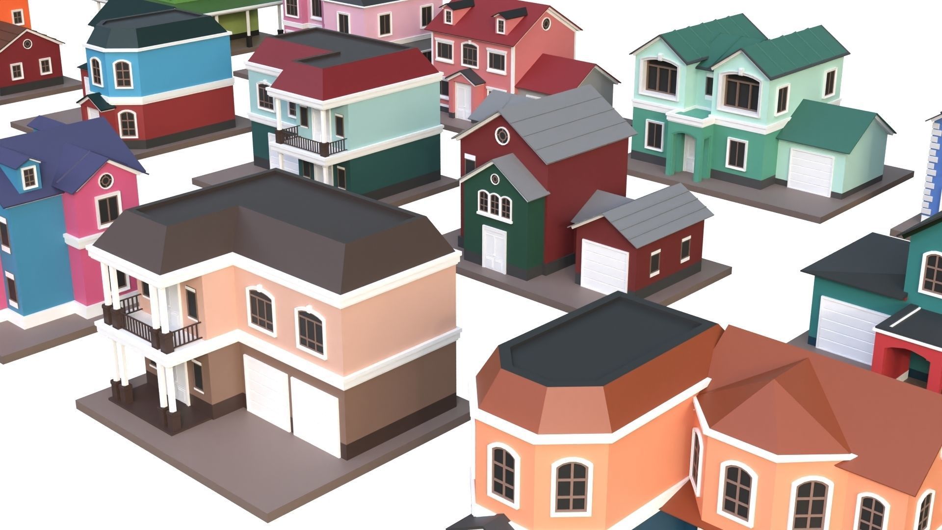 Low Poly 20 Houses Pack - Cartoon  Low-poly 3D model_14