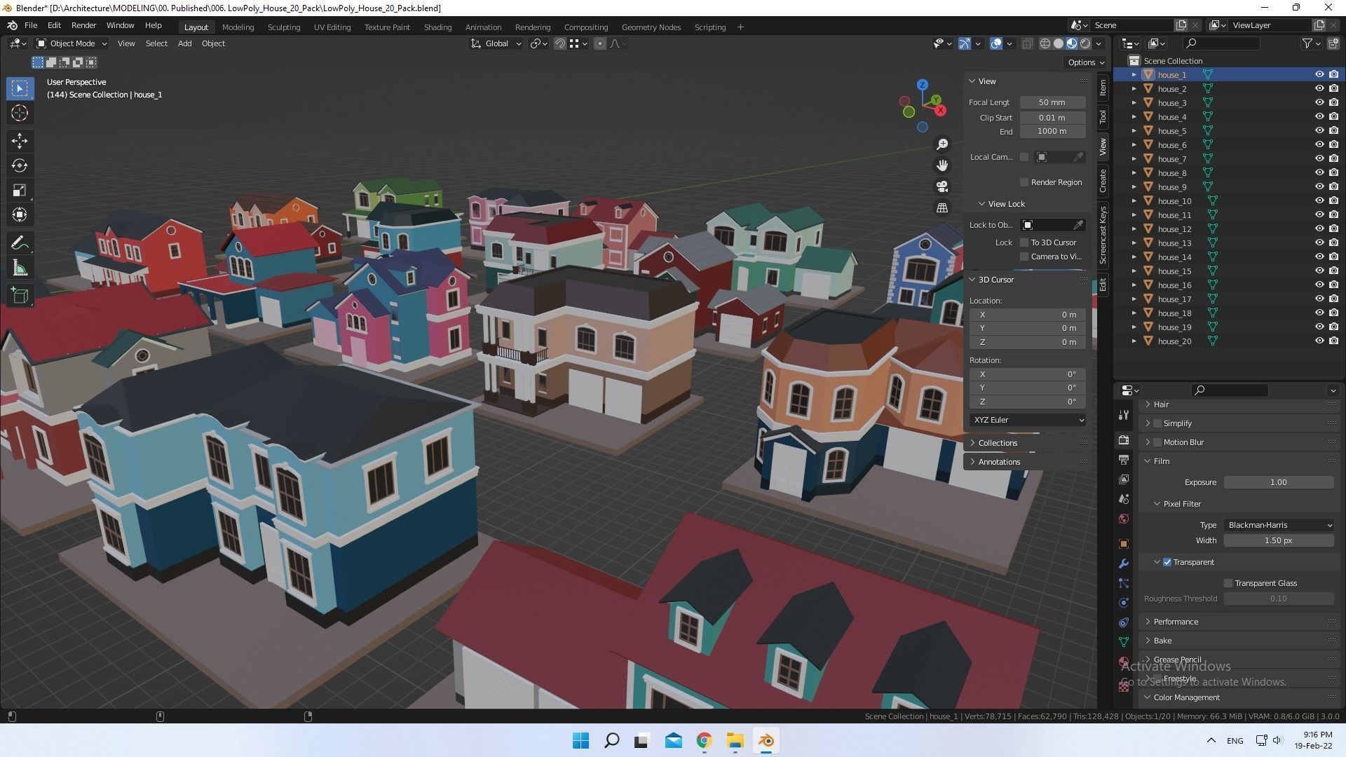 Low Poly 20 Houses Pack - Cartoon  Low-poly 3D model_4