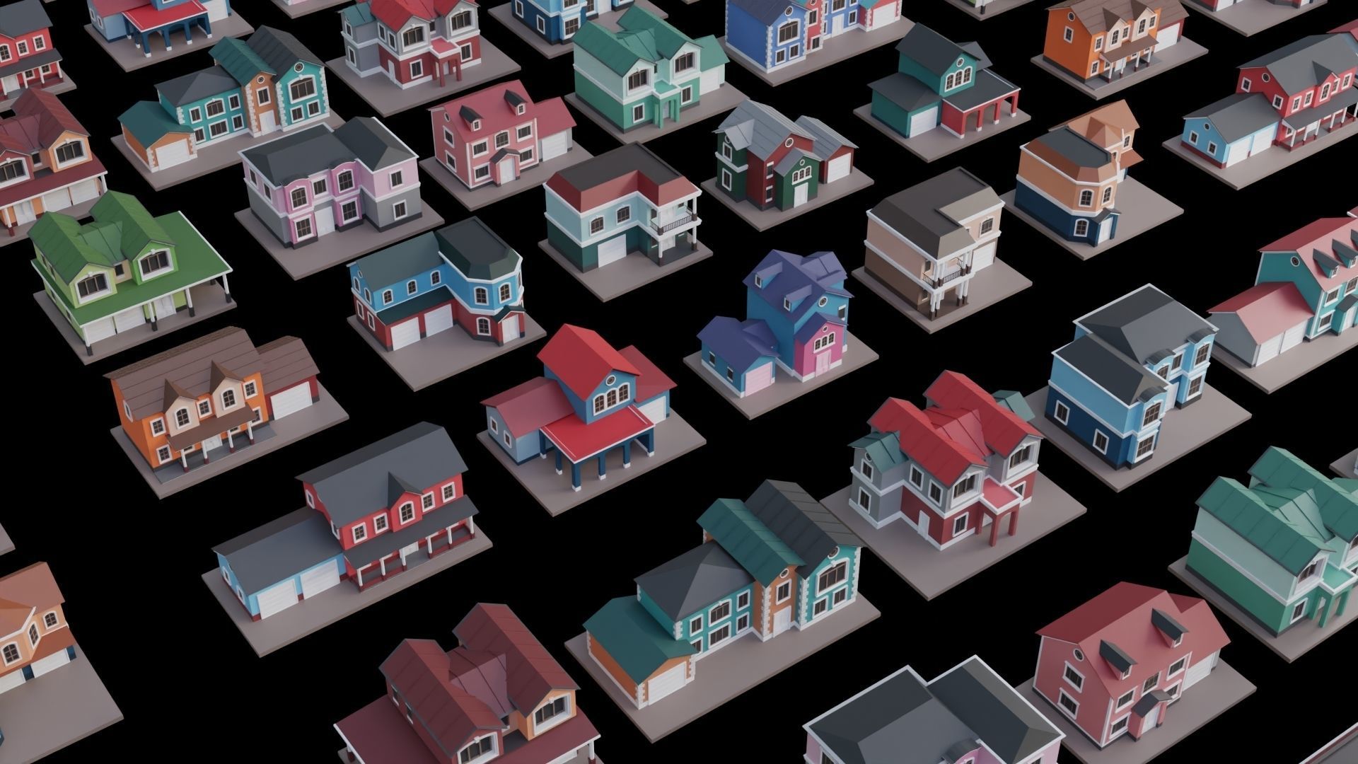 Low Poly 20 Houses Pack - Cartoon  Low-poly 3D model_3
