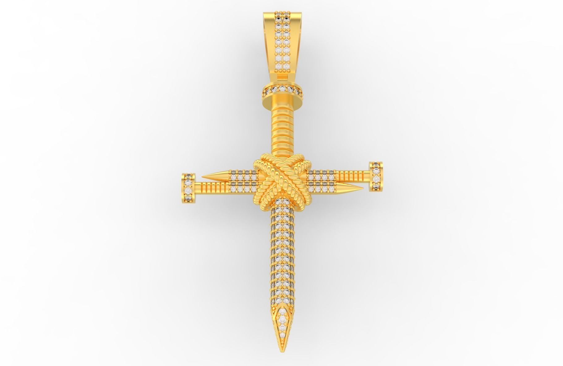 Nail Cross With Stones 3D print model_2
