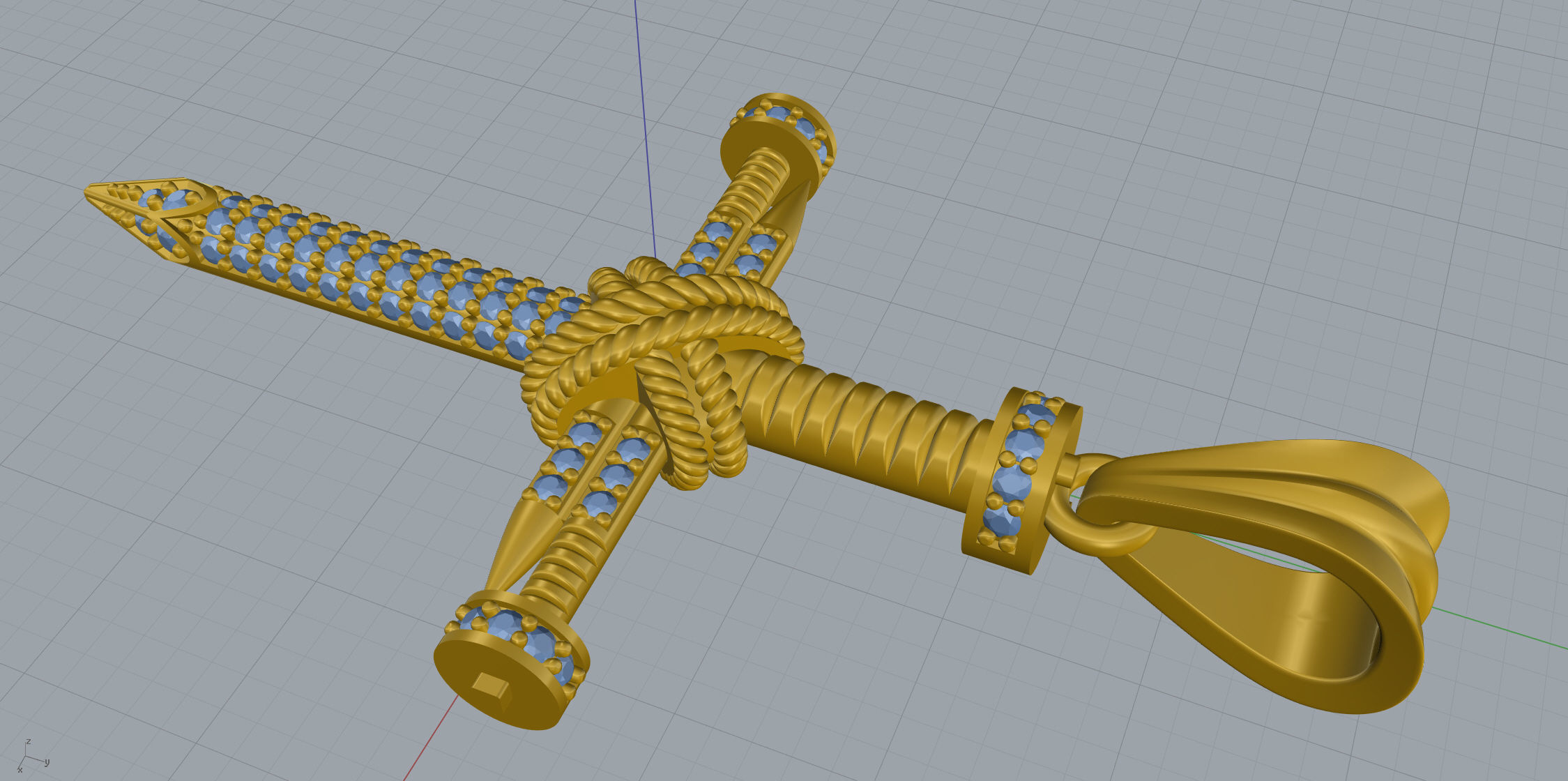 Nail Cross With Stones 3D print model_9