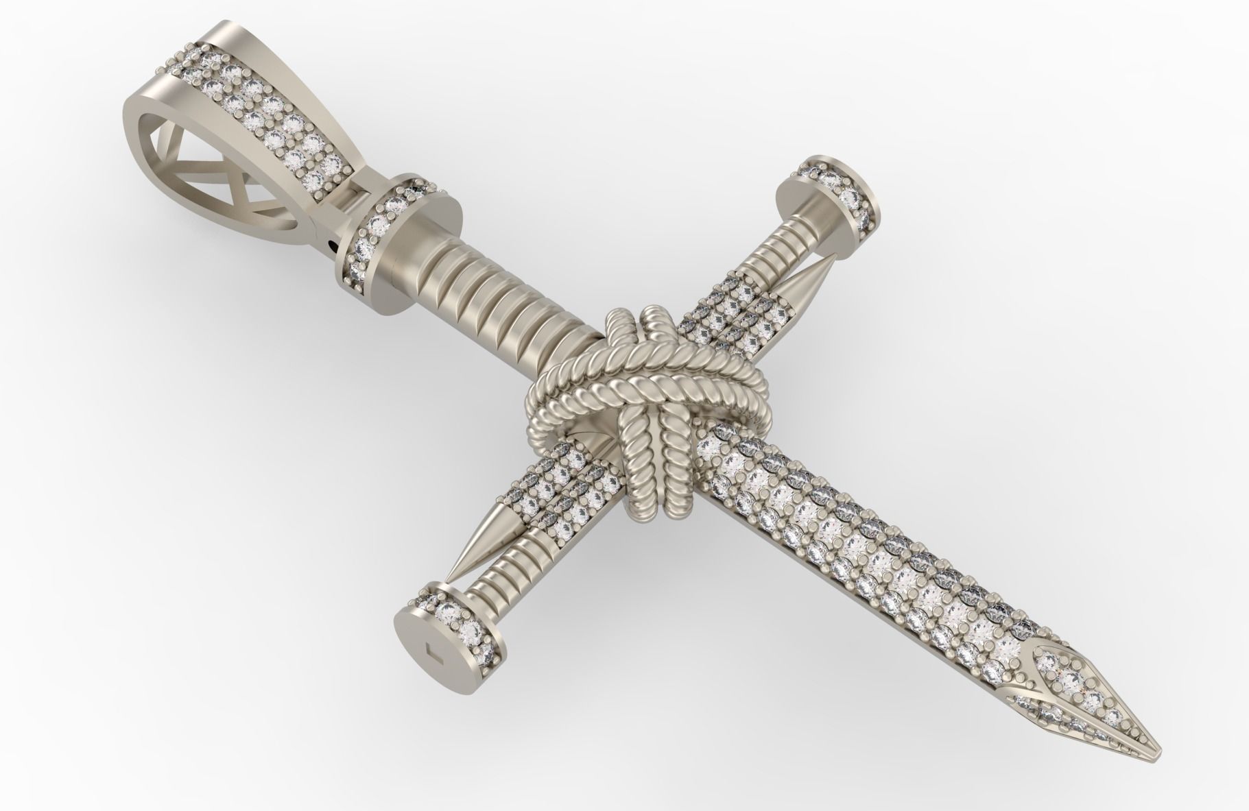 Nail Cross With Stones 3D print model_4