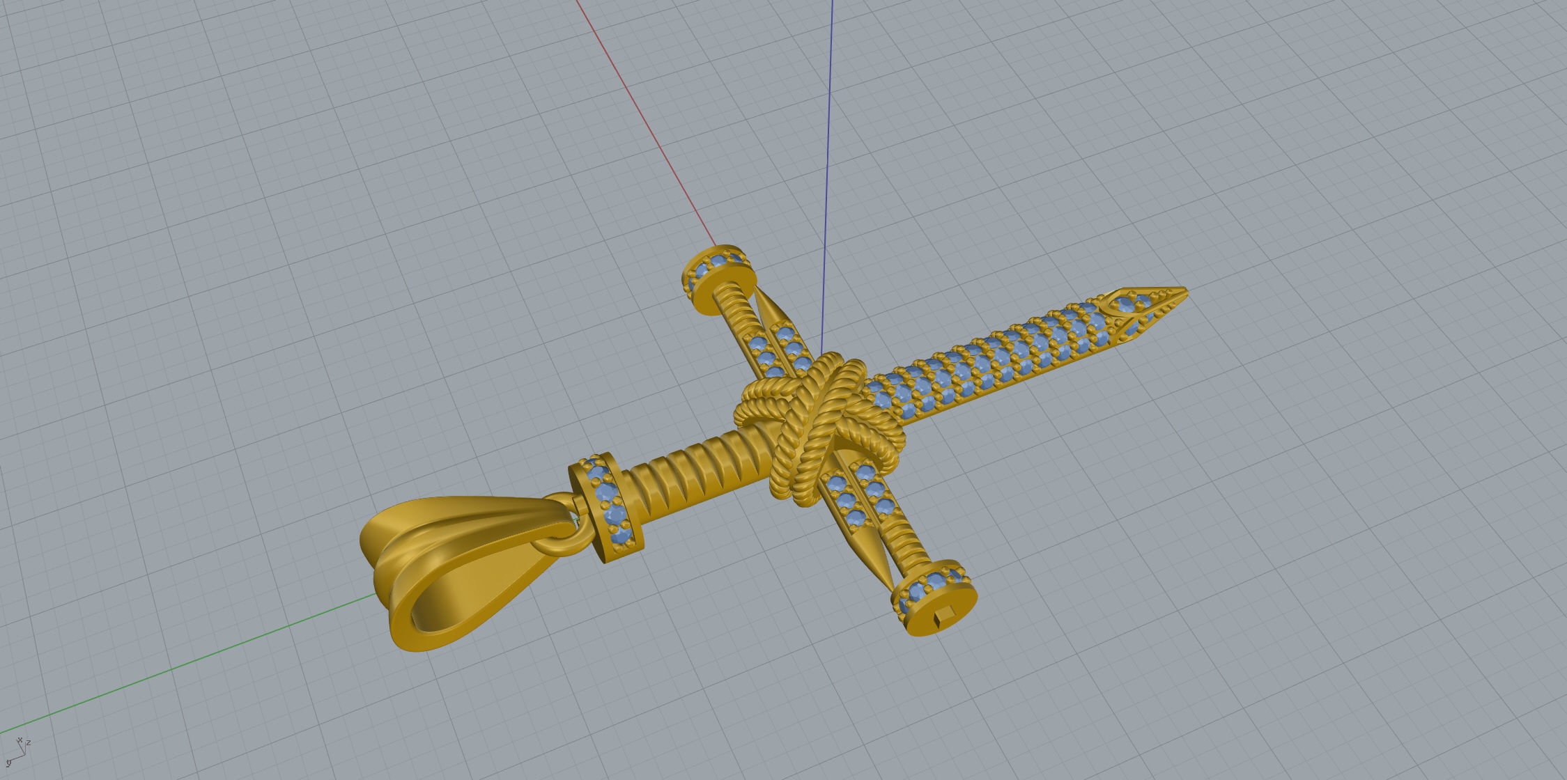 Nail Cross With Stones 3D print model_8