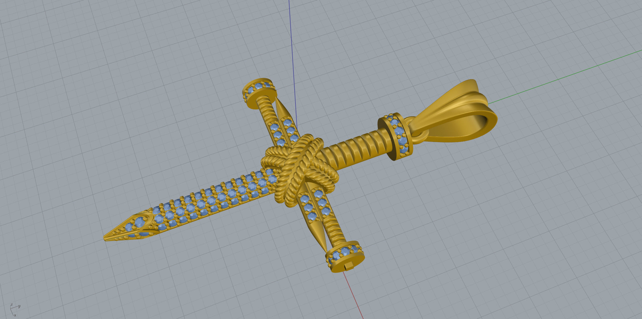 Nail Cross With Stones 3D print model_10