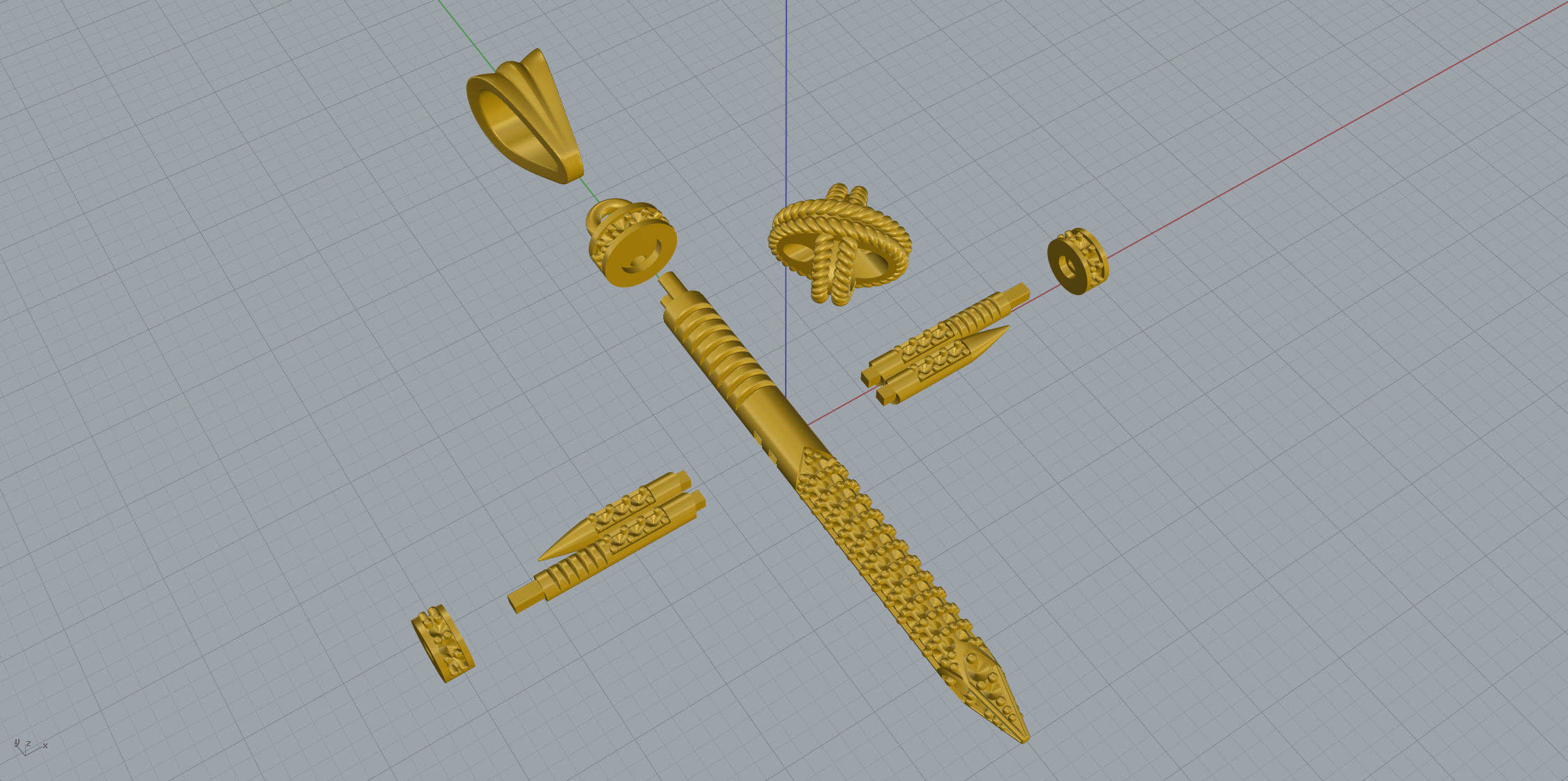 Nail Cross With Stones 3D print model_14