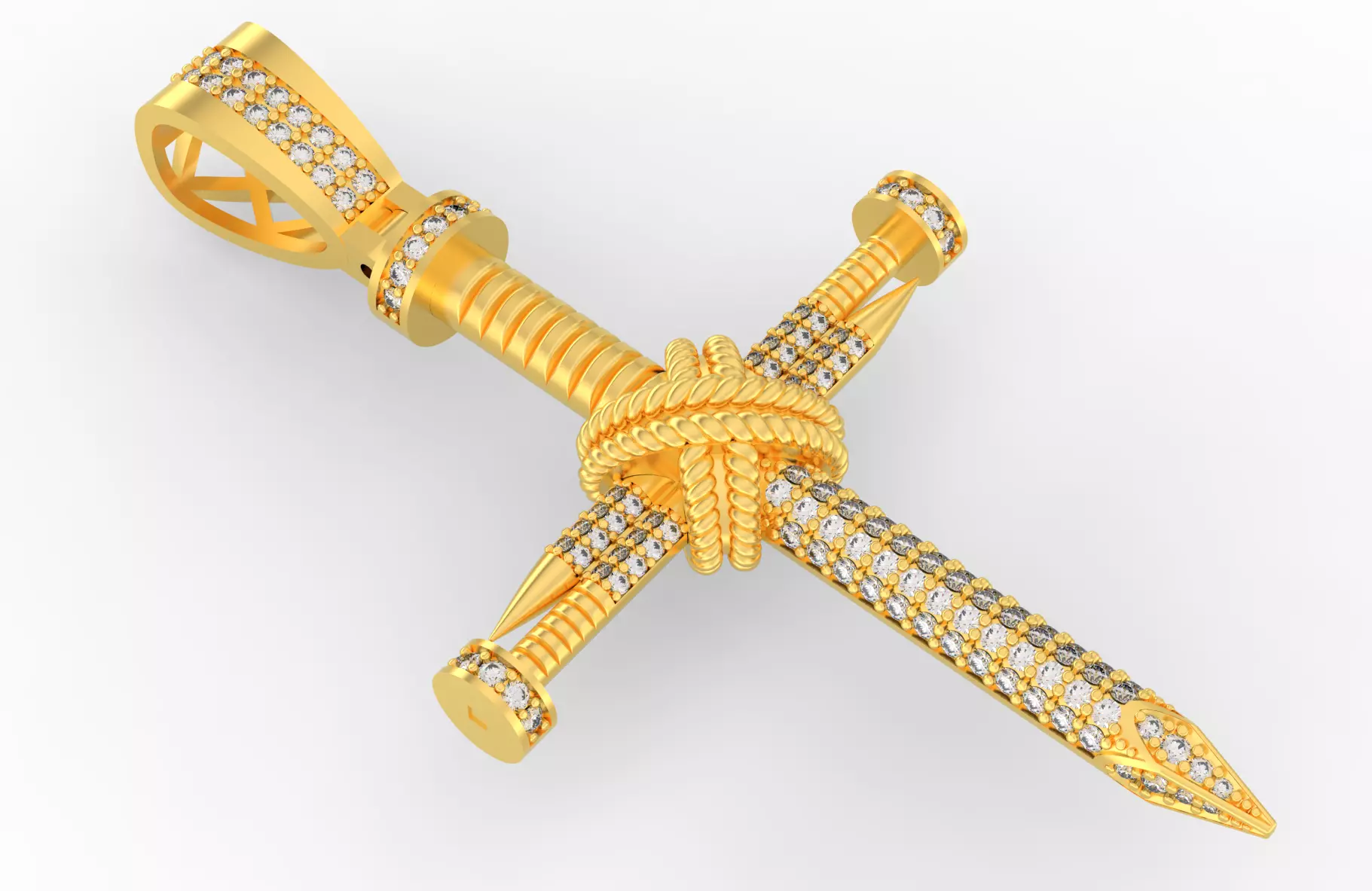 Nail Cross With Stones 3D print model_0