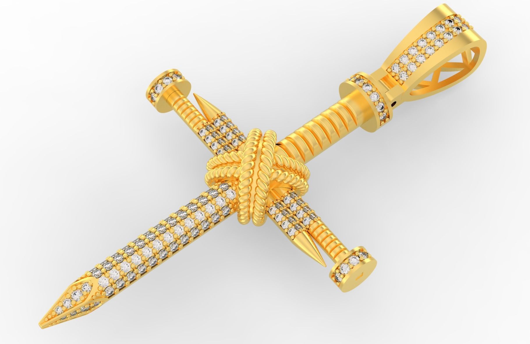 Nail Cross With Stones 3D print model_1