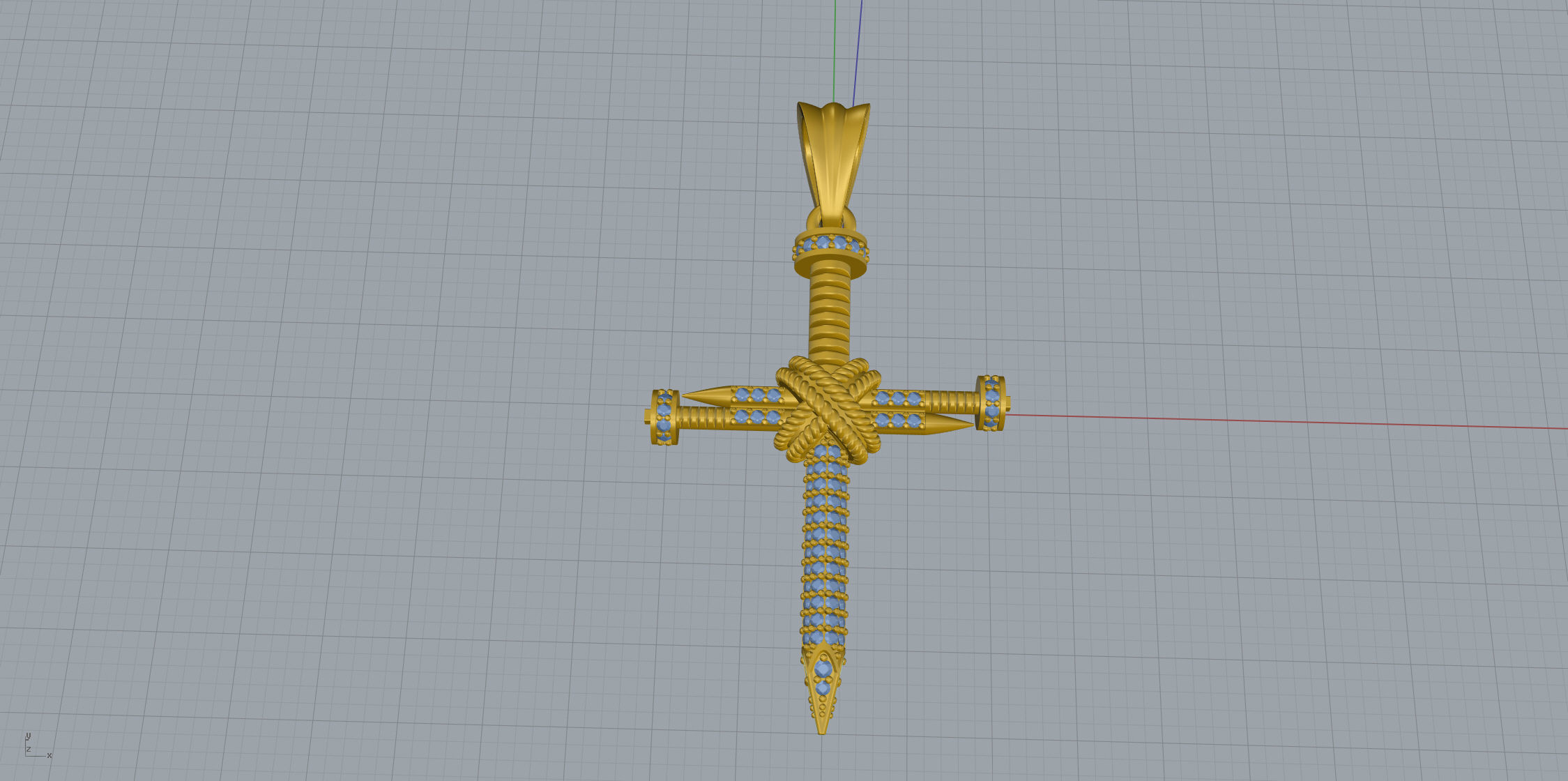 Nail Cross With Stones 3D print model_11