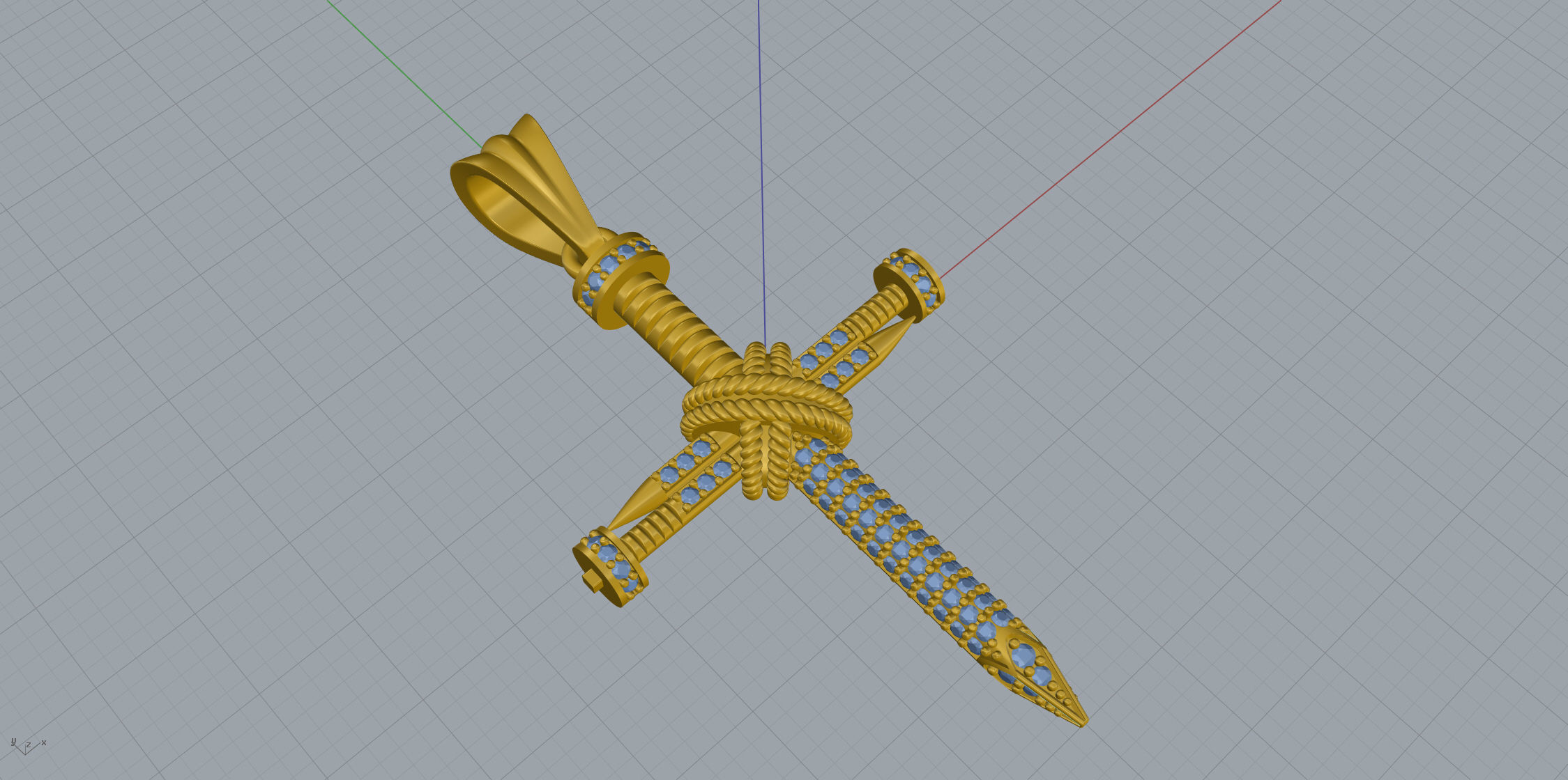 Nail Cross With Stones 3D print model_6