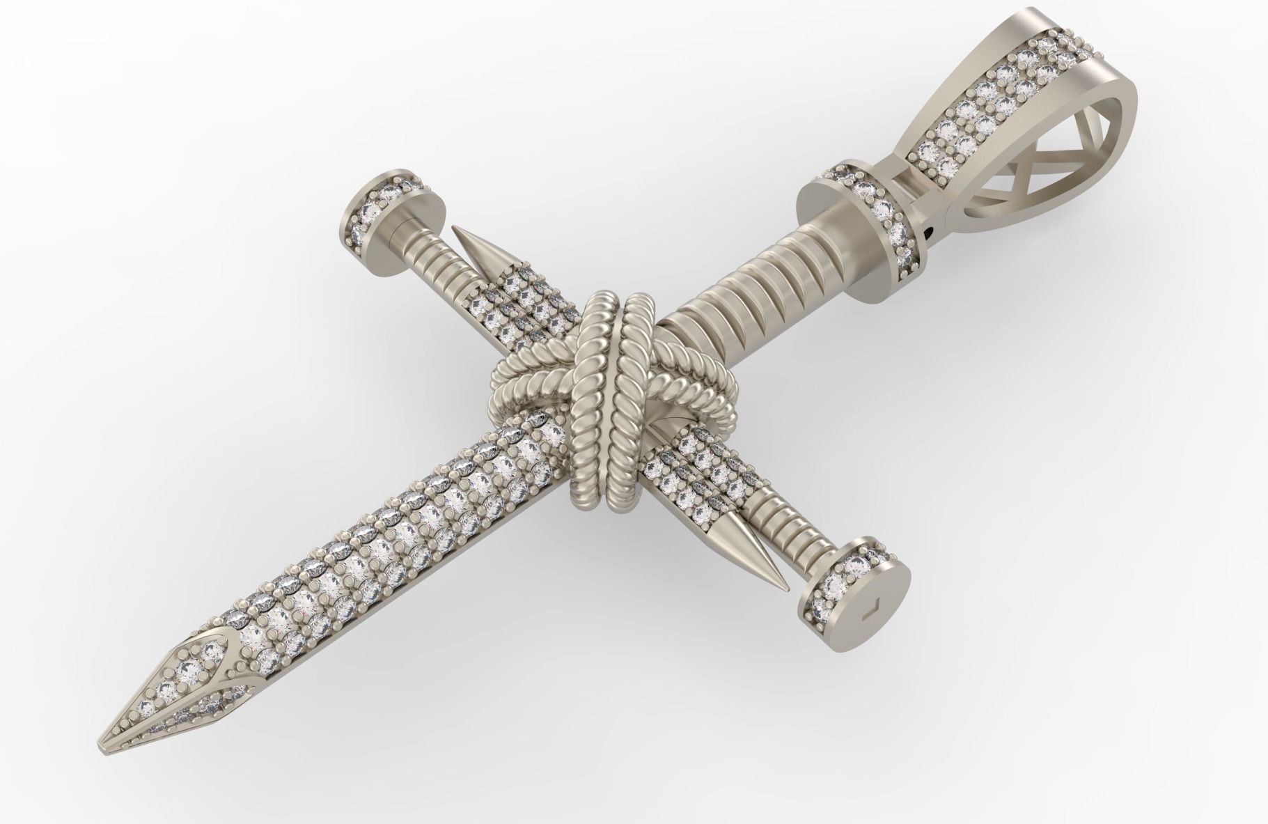 Nail Cross With Stones 3D print model_3