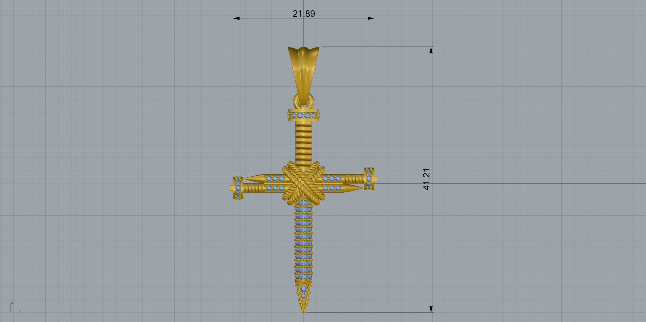 Nail Cross With Stones 3D print model_12