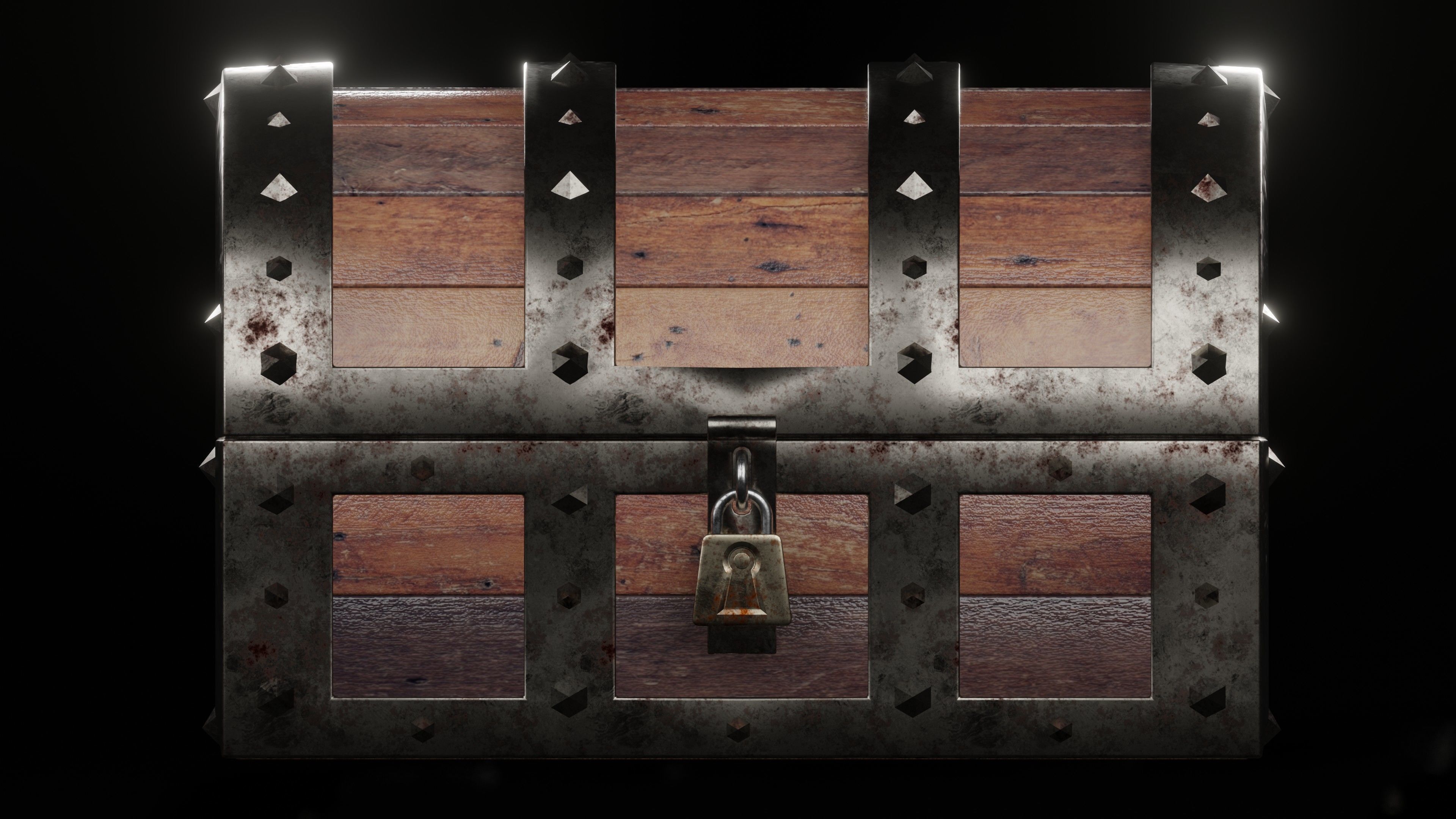 Old Rusty Chest Low-poly 3D model_6