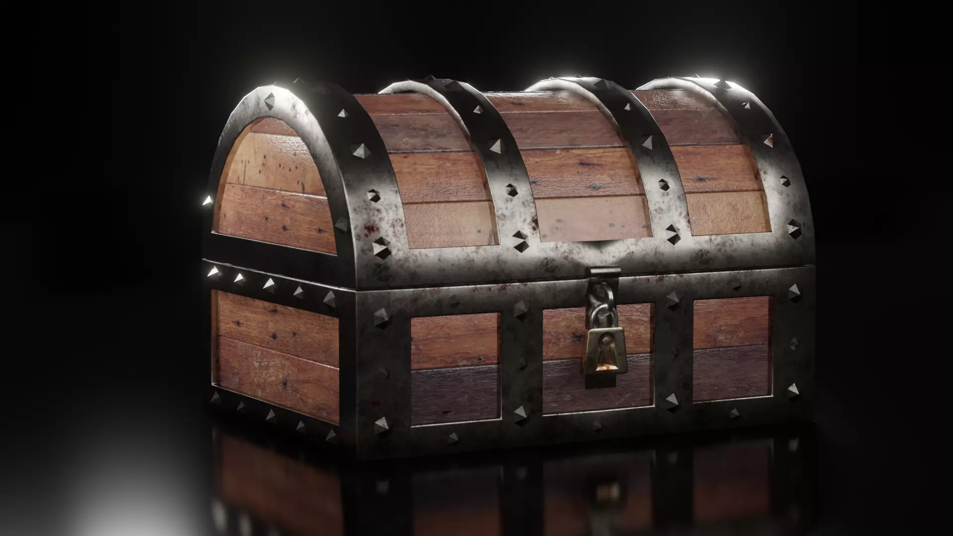 Old Rusty Chest Low-poly 3D model_0