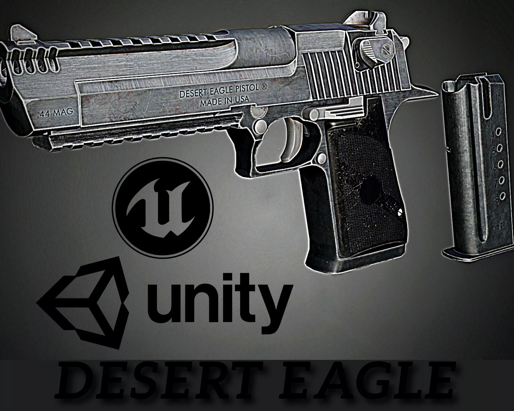 desert eagle gun Low-poly 3D model_0