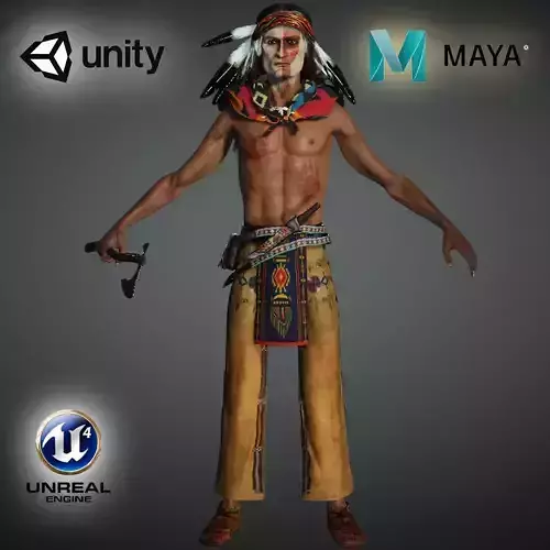 American Indian High quality character full Rigged and Animated 