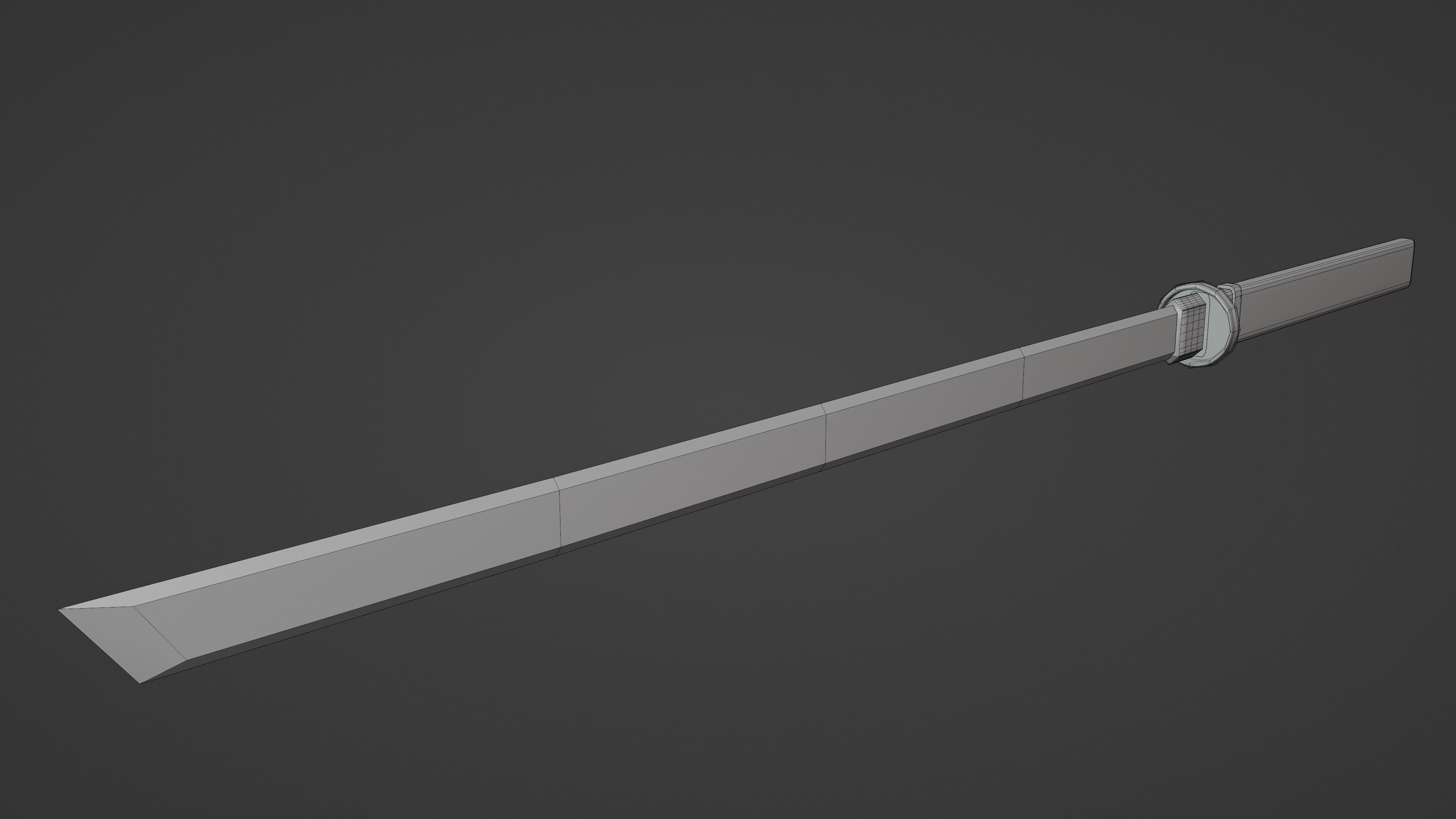 Katana 3D model Low-poly game-ready samurai sword Free low-poly 3D model_4