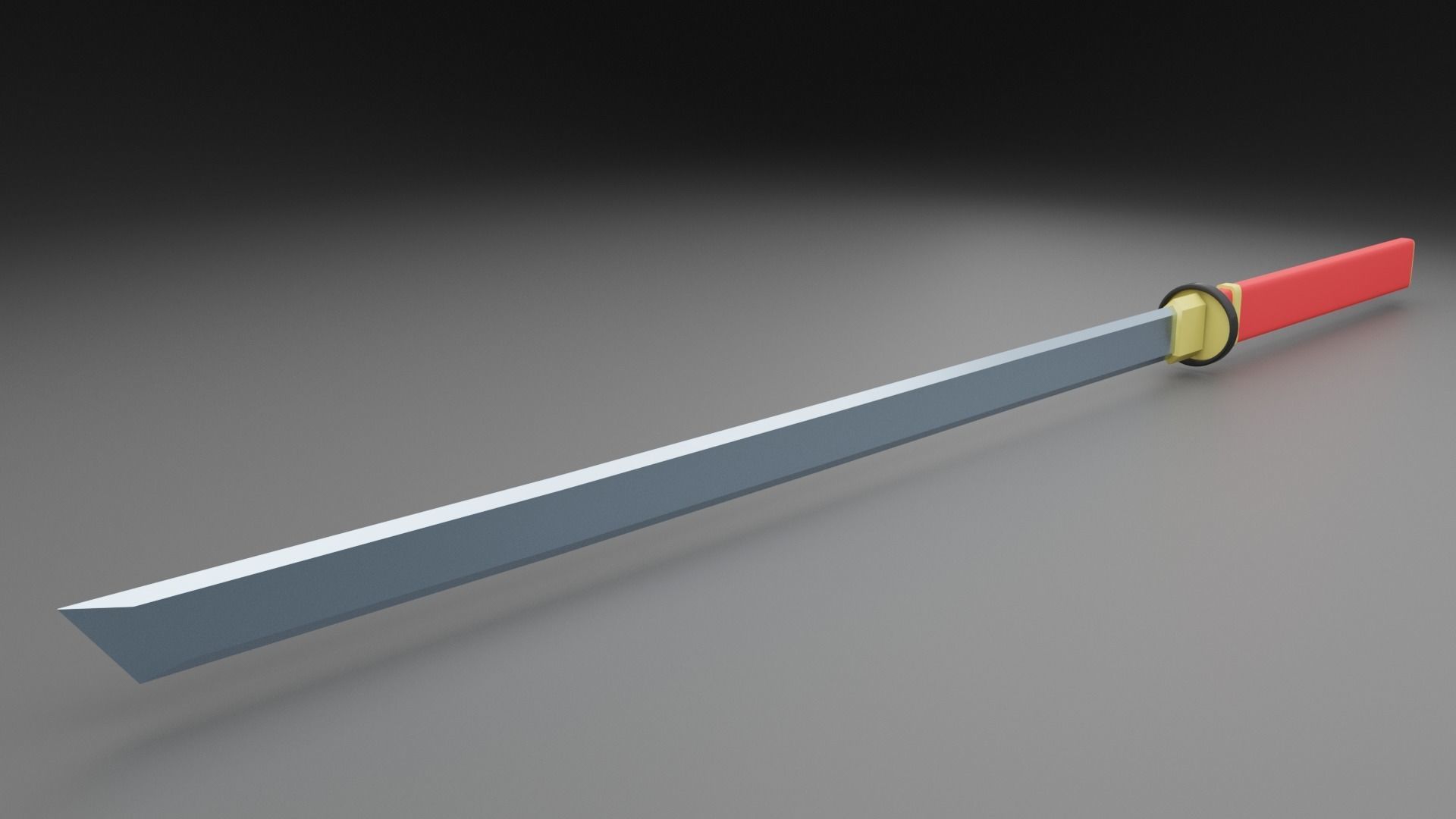 Katana 3D model Low-poly game-ready samurai sword Free low-poly 3D model_1