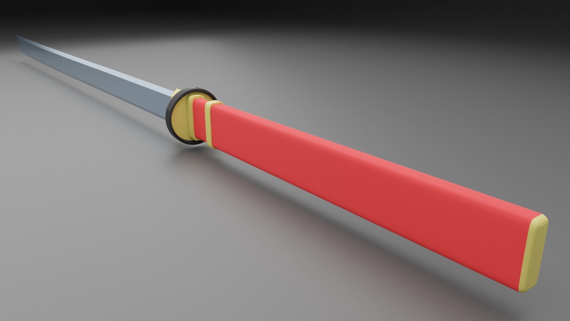 Katana 3D model Low-poly game-ready samurai sword Free low-poly 3D model_2