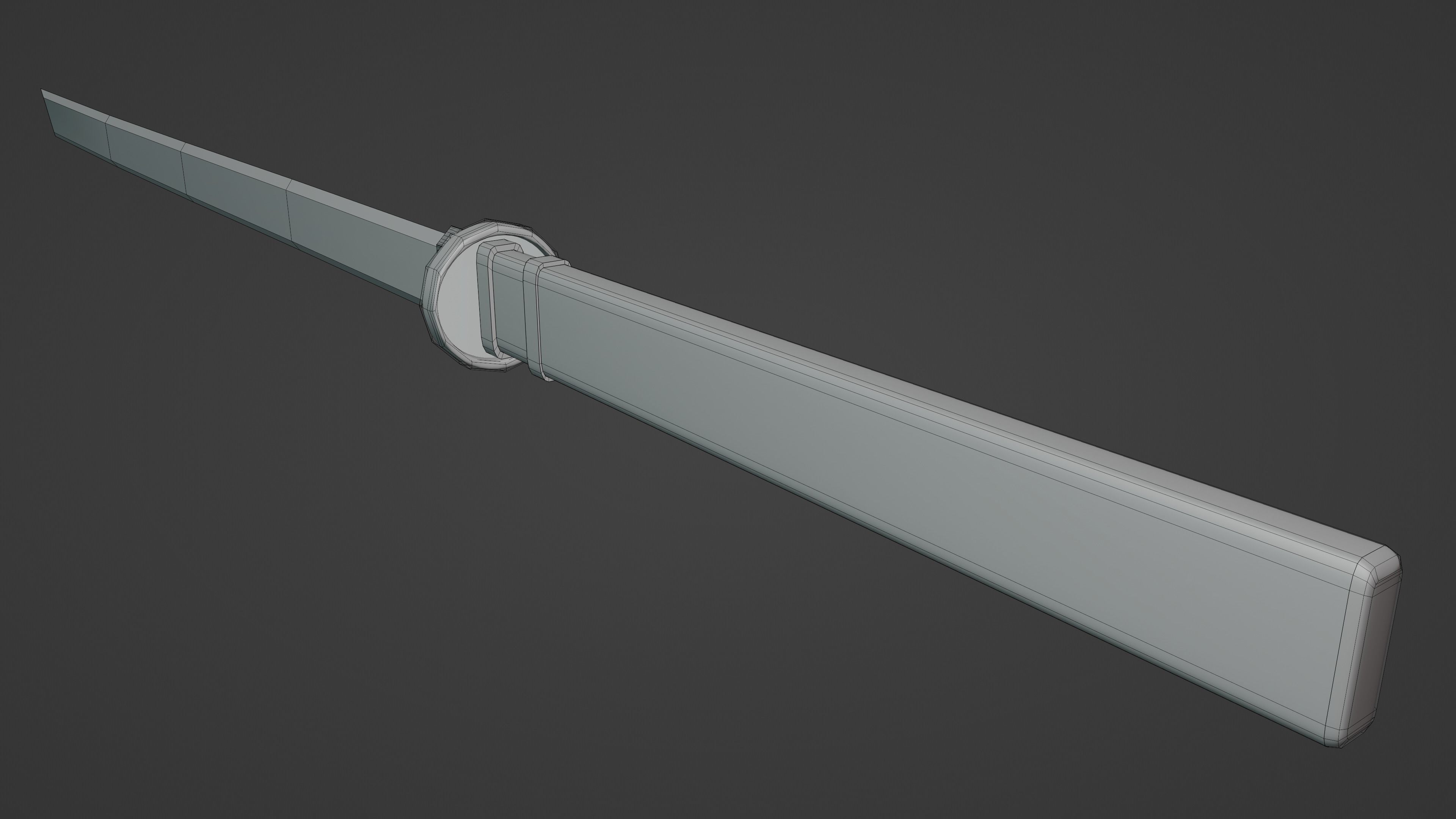 Katana 3D model Low-poly game-ready samurai sword Free low-poly 3D model_5