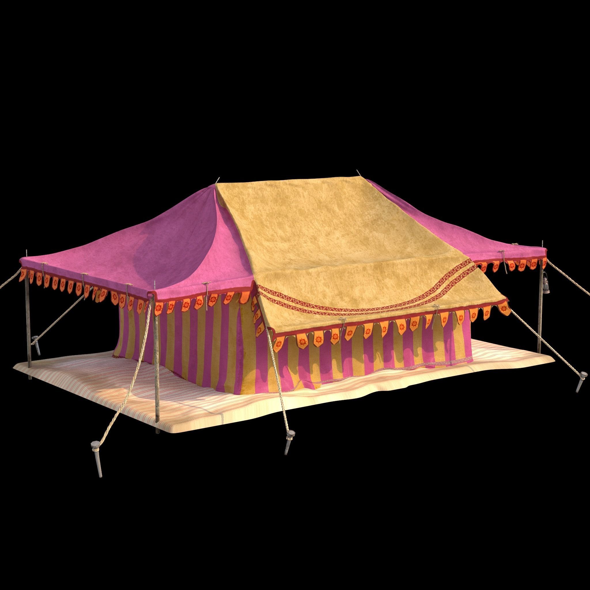 Indian Medieval Tent - 3 texture variations 3D model_9