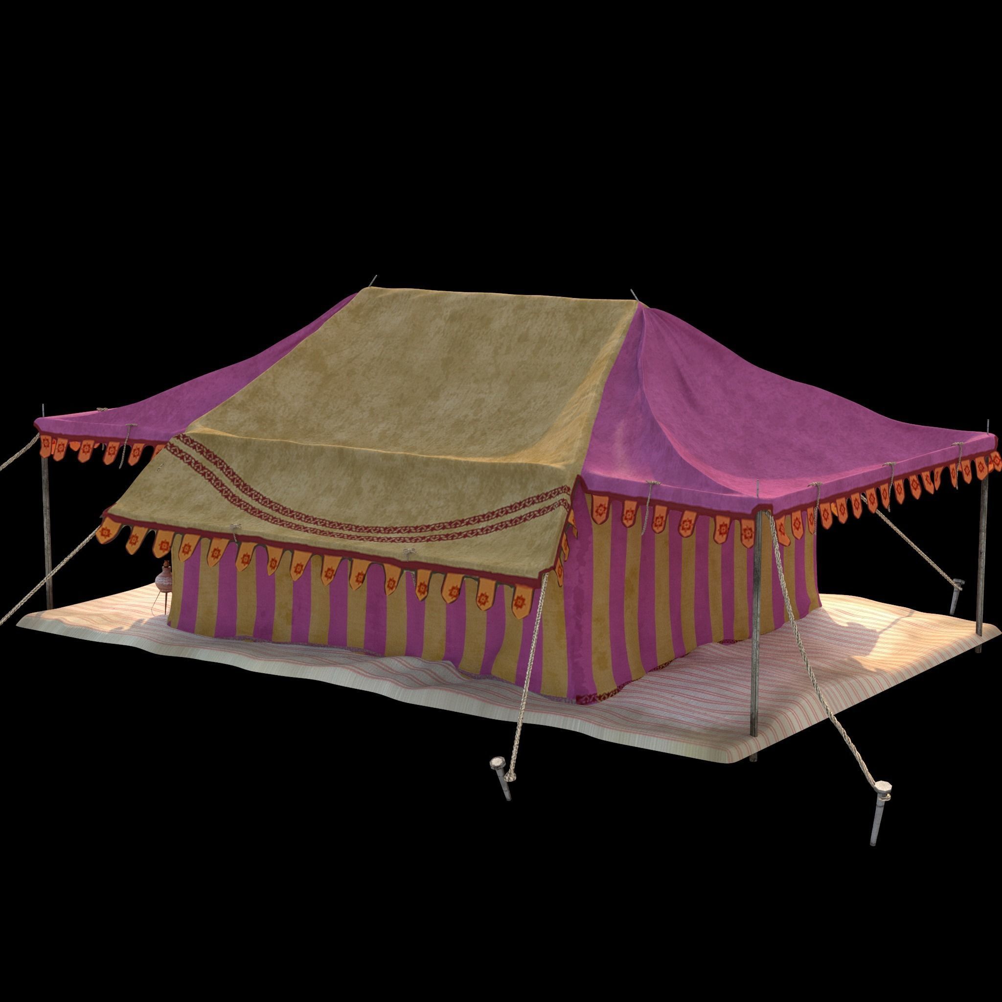 Indian Medieval Tent - 3 texture variations 3D model_10