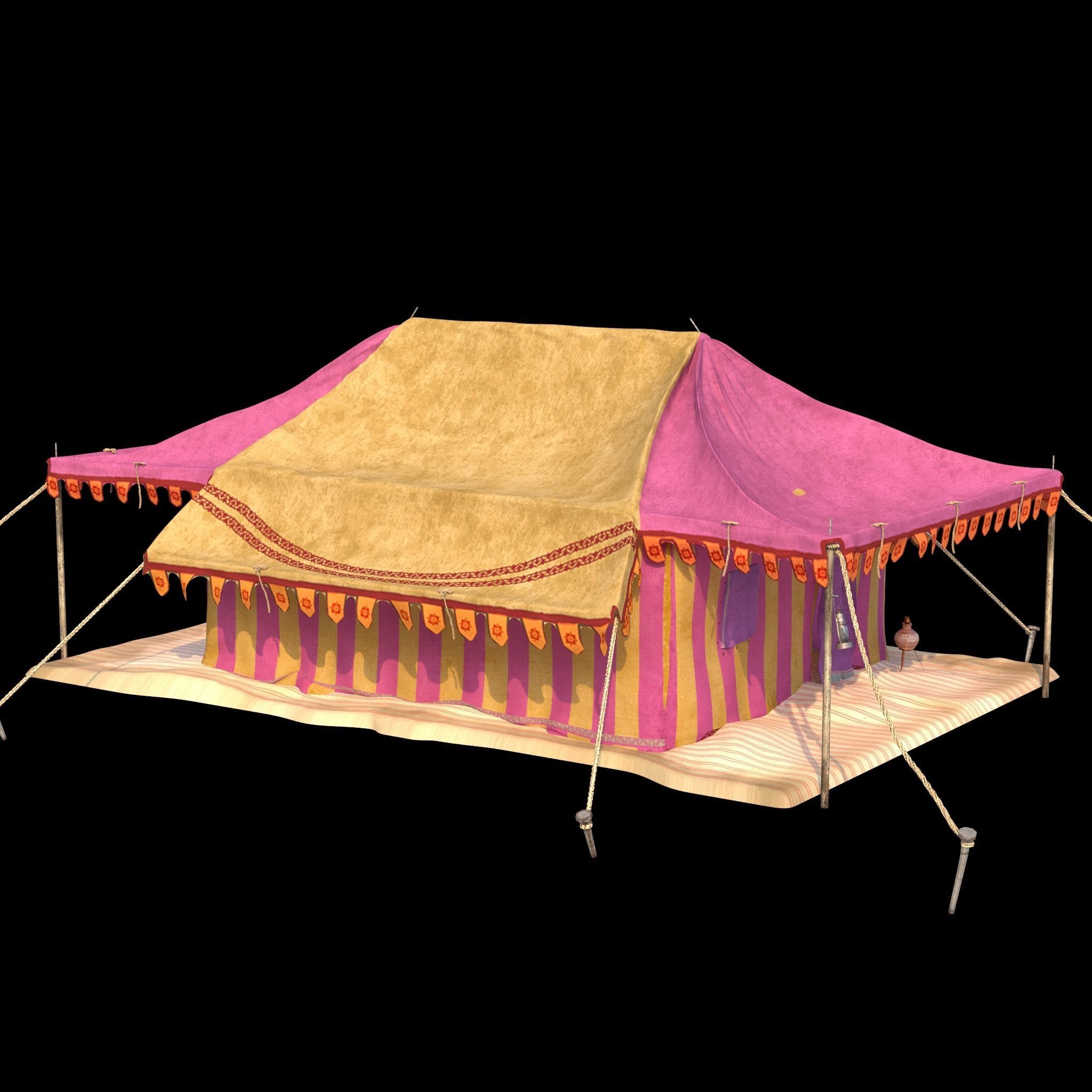 Indian Medieval Tent - 3 texture variations 3D model_8