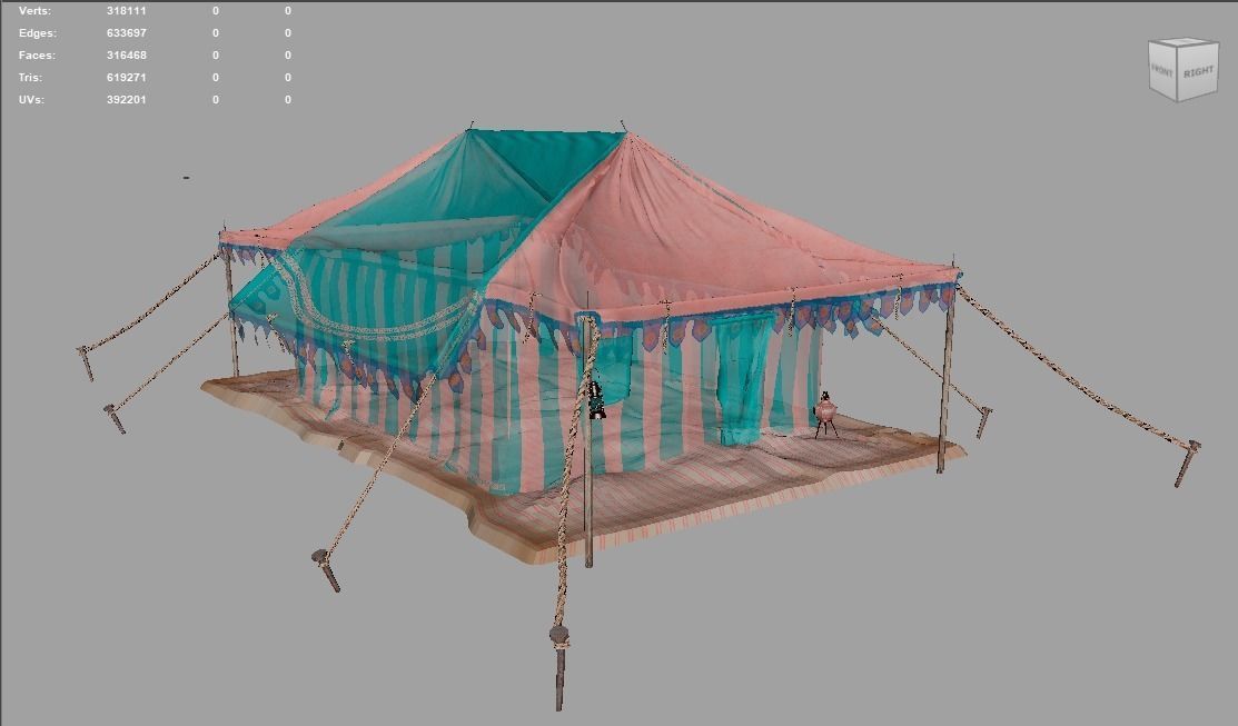 Indian Medieval Tent - 3 texture variations 3D model_12