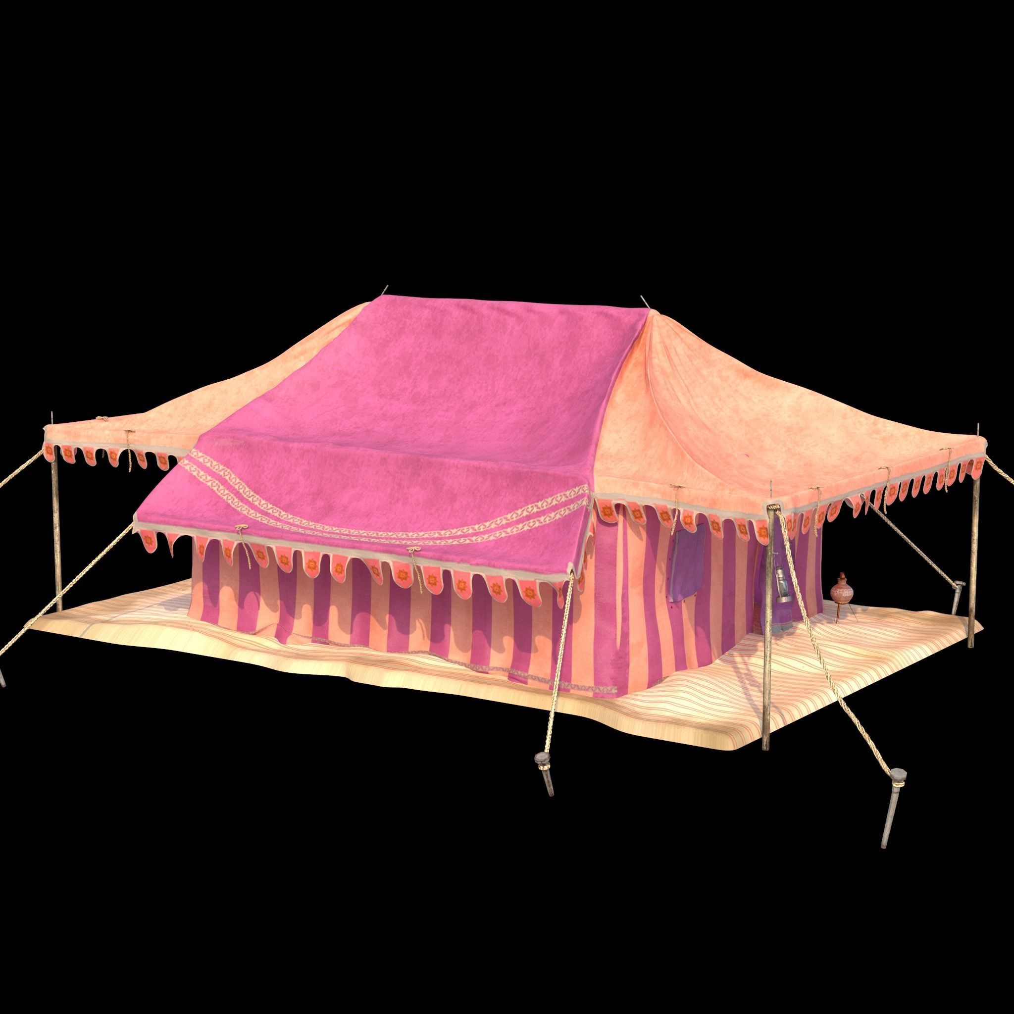 Indian Medieval Tent - 3 texture variations 3D model_4