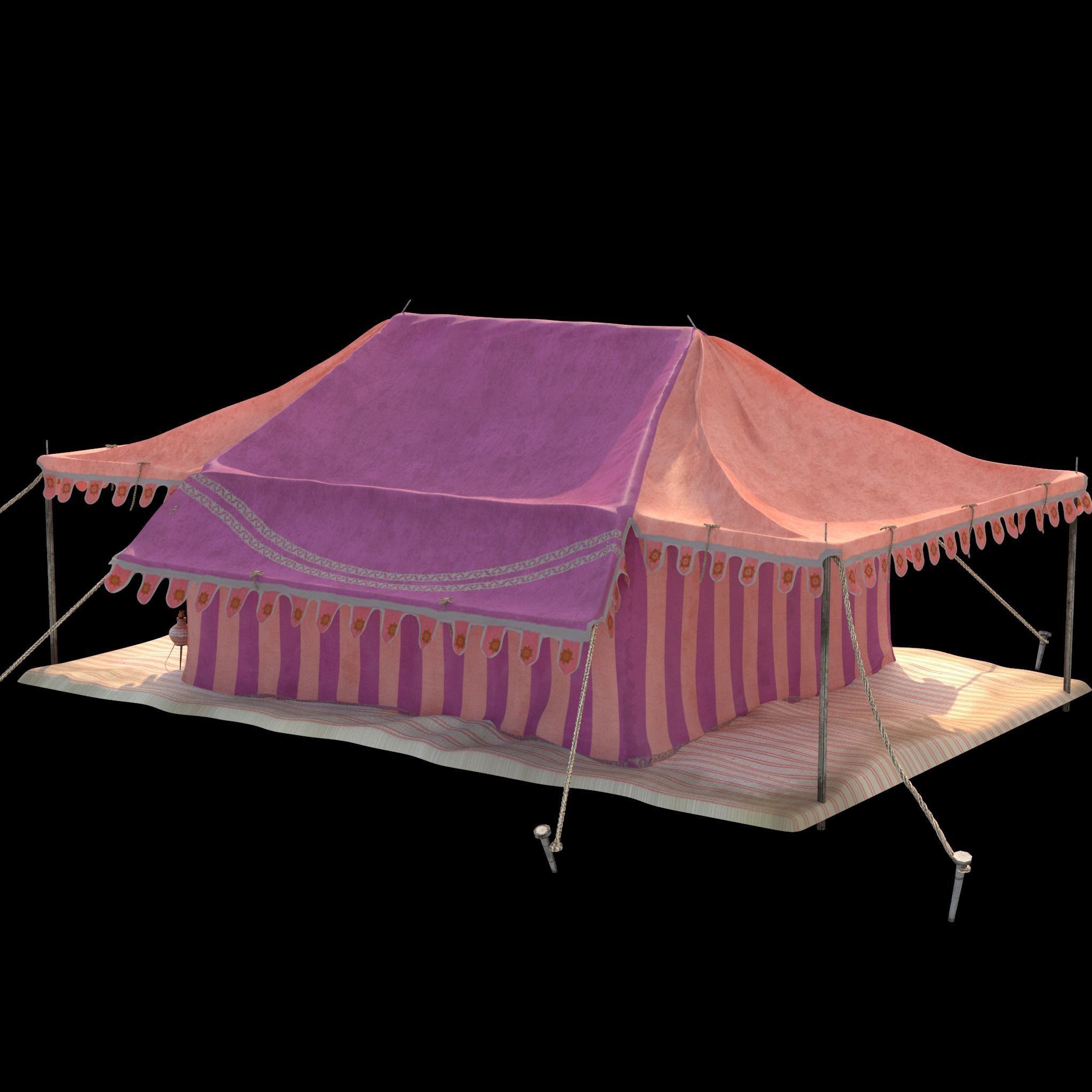 Indian Medieval Tent - 3 texture variations 3D model_6