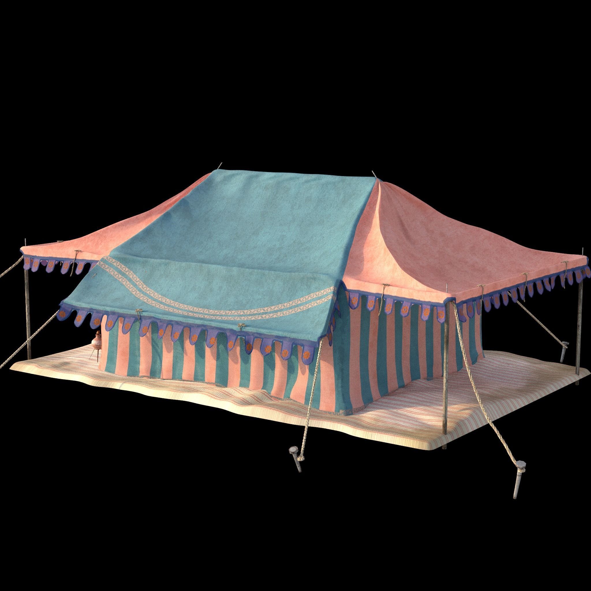 Indian Medieval Tent - 3 texture variations 3D model_2