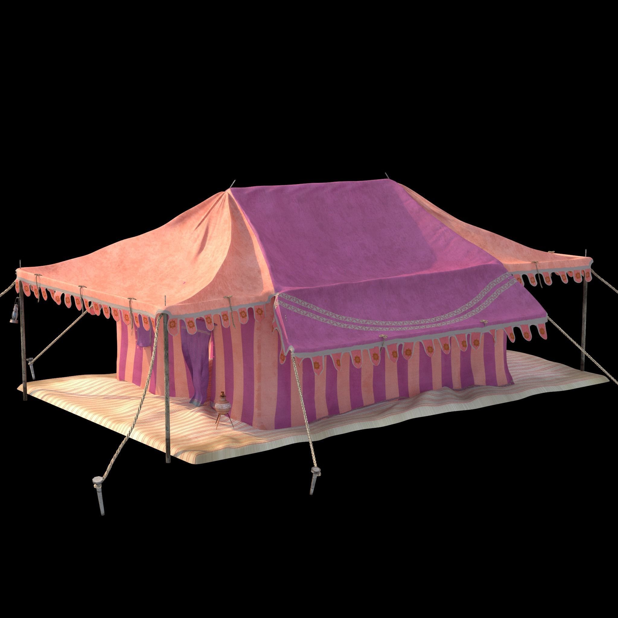 Indian Medieval Tent - 3 texture variations 3D model_7
