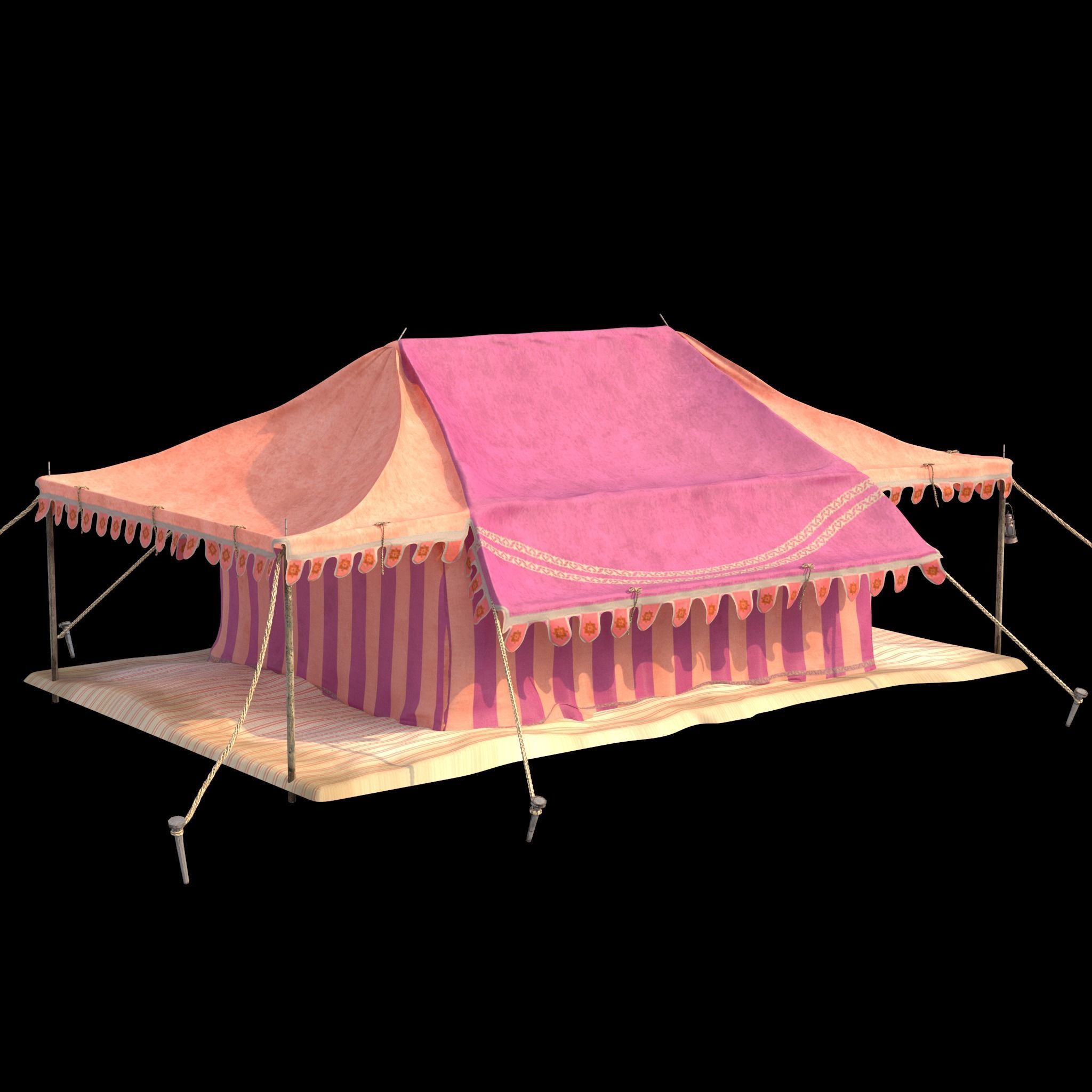 Indian Medieval Tent - 3 texture variations 3D model_5