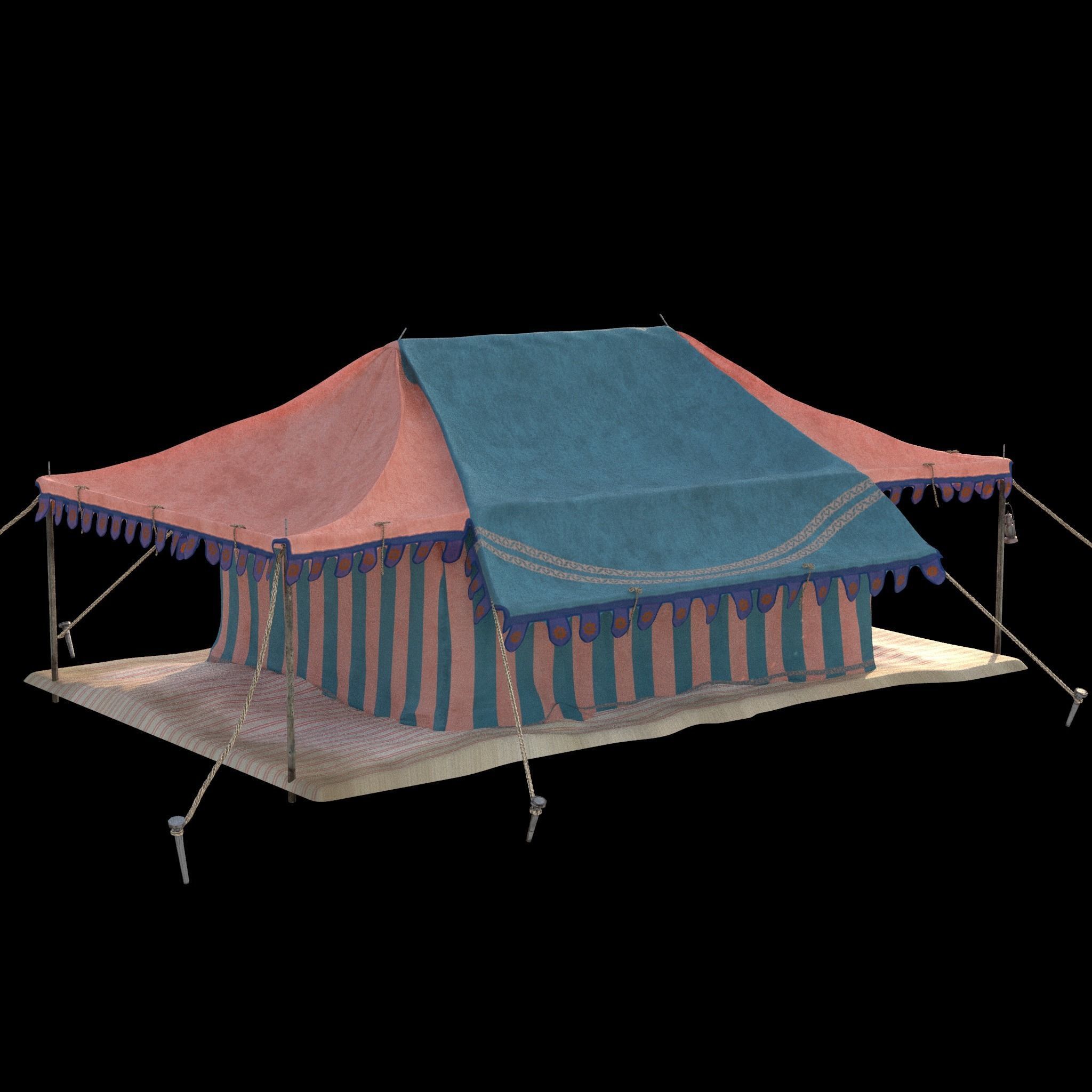 Indian Medieval Tent - 3 texture variations 3D model_1