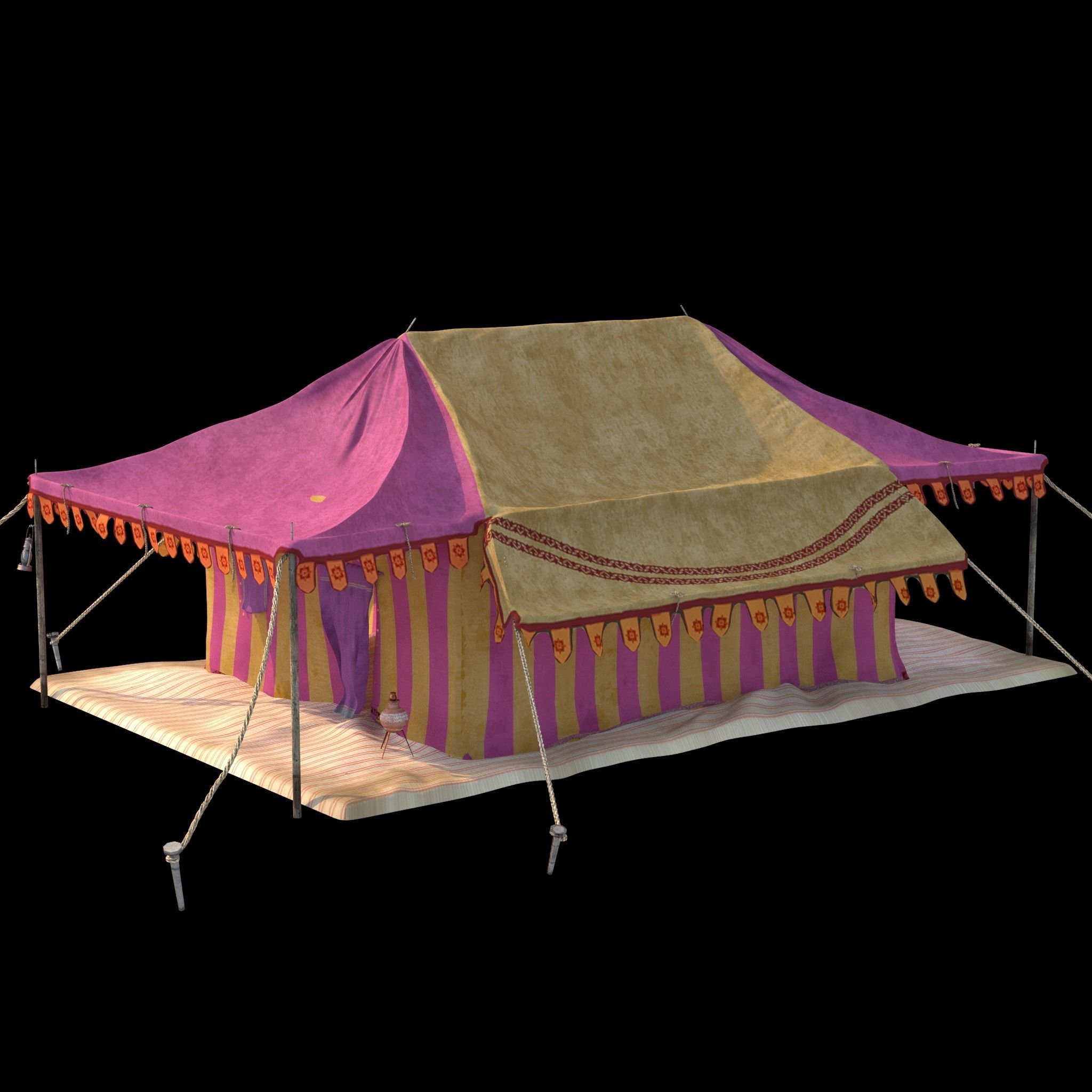 Indian Medieval Tent - 3 texture variations 3D model_11