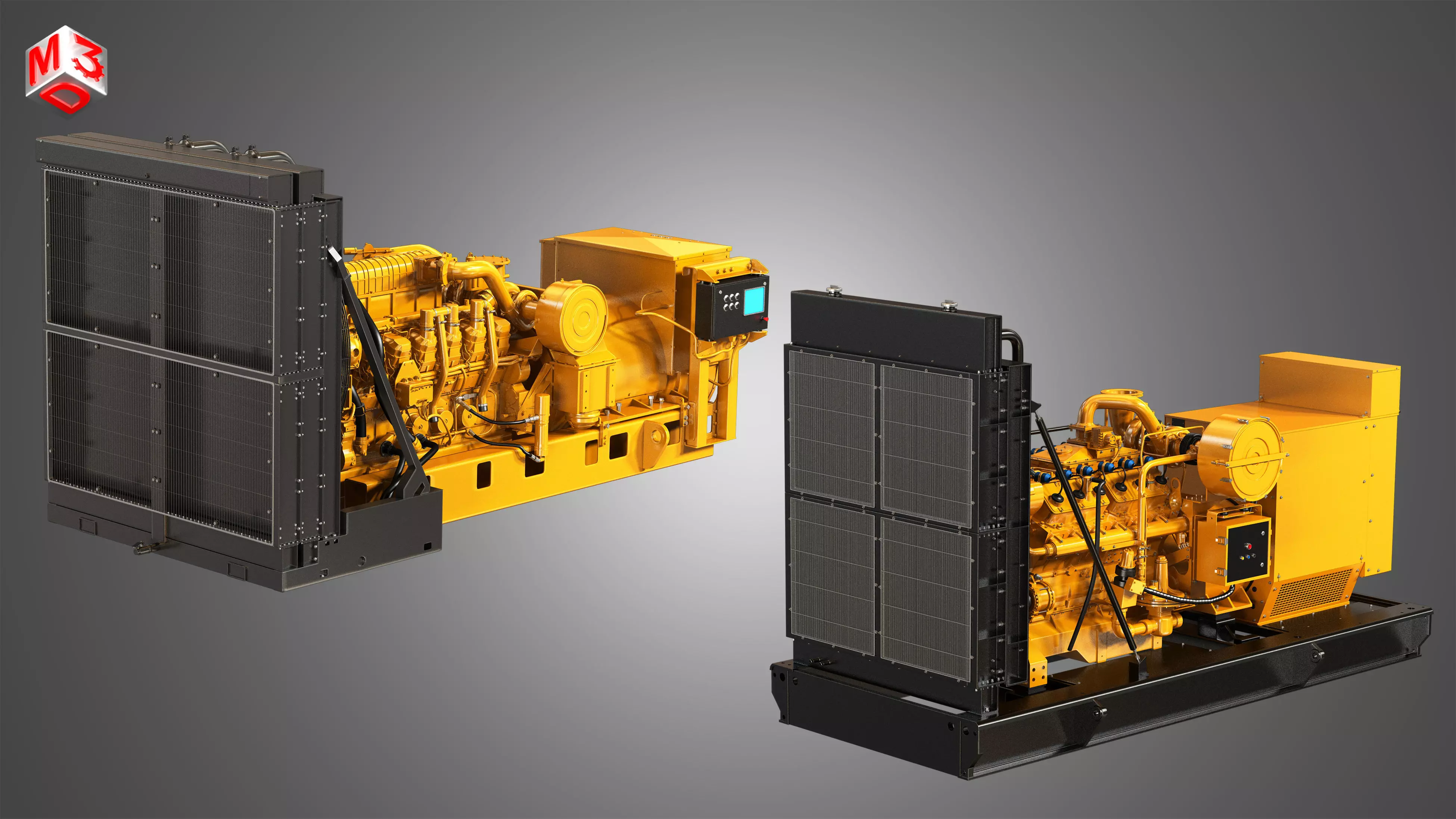 3512 - G3412 Engines - V12 Diesel Generators Engines 2 in 1 3D Model Collection_0