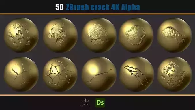 50 Zbrash concrete and stone cracks 4K Alpha Texture