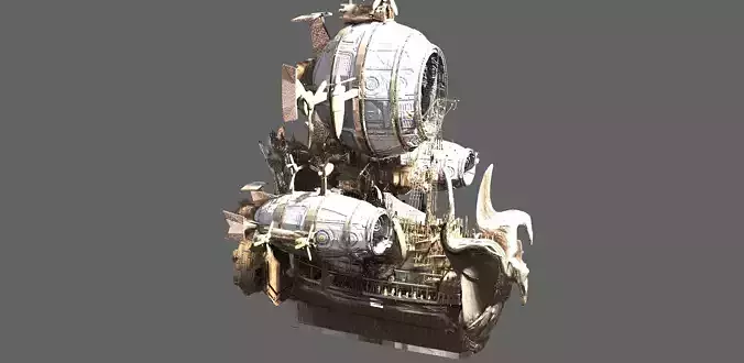 Fantasy Balloon Airship White Dragon