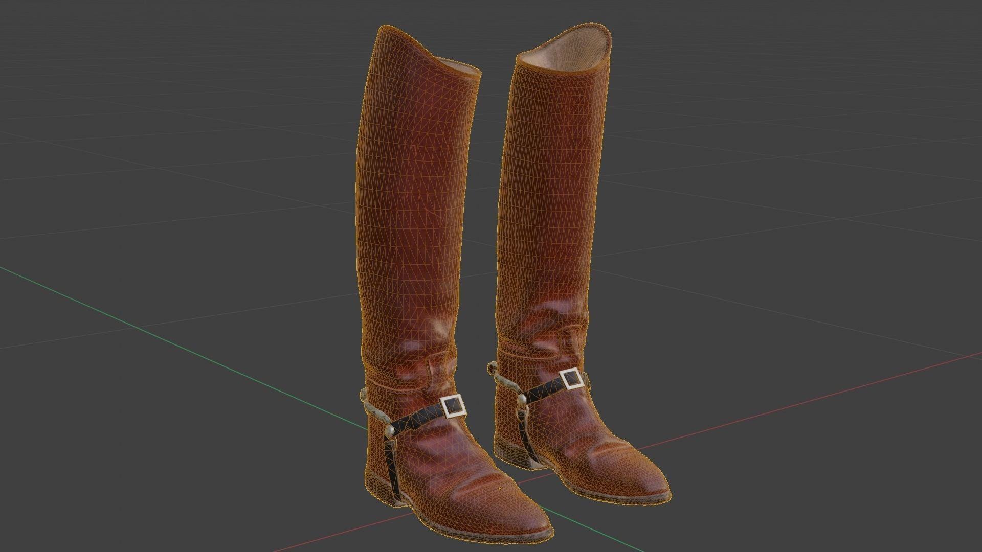 Cadet Riding Boots Low-poly 3D model_5