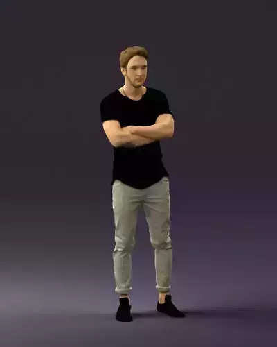 Man in black shirt white pants 0533 3D model